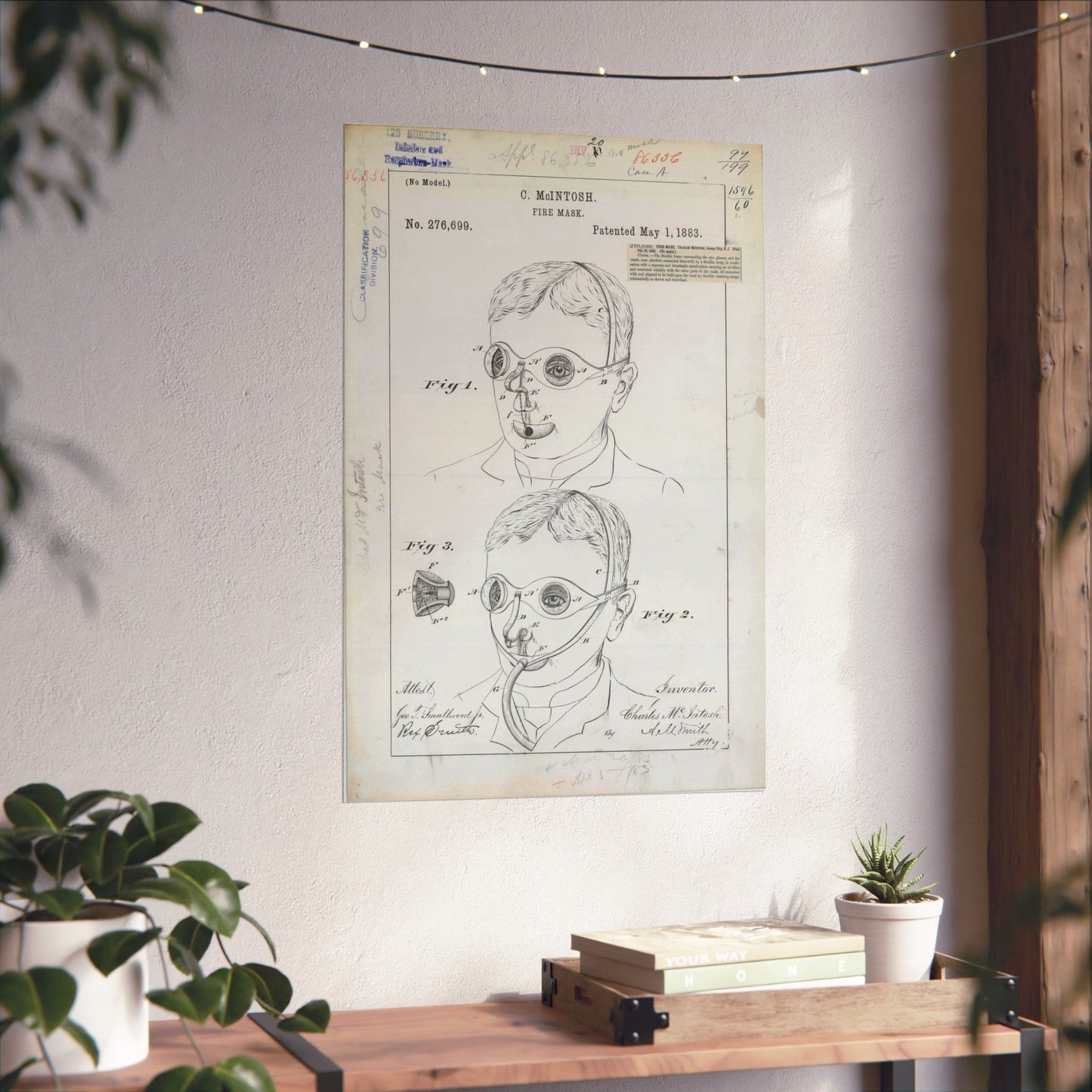Patent drawing - for C. McIntosh's Fire Mask Public domain image High Quality Matte Wall Art Poster for Home, Office, Classroom