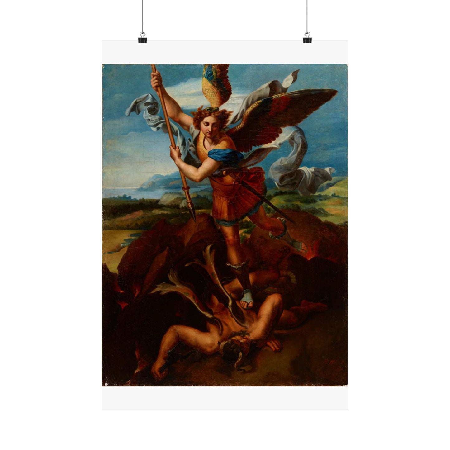 Hadziewicz, Rafał (1803-1886) - Saint Michael the Archangel Vanquishing Satan - MNK XII-A-24 - National Museum Kraków High Quality Matte Wall Art Poster for Home, Office, Classroom