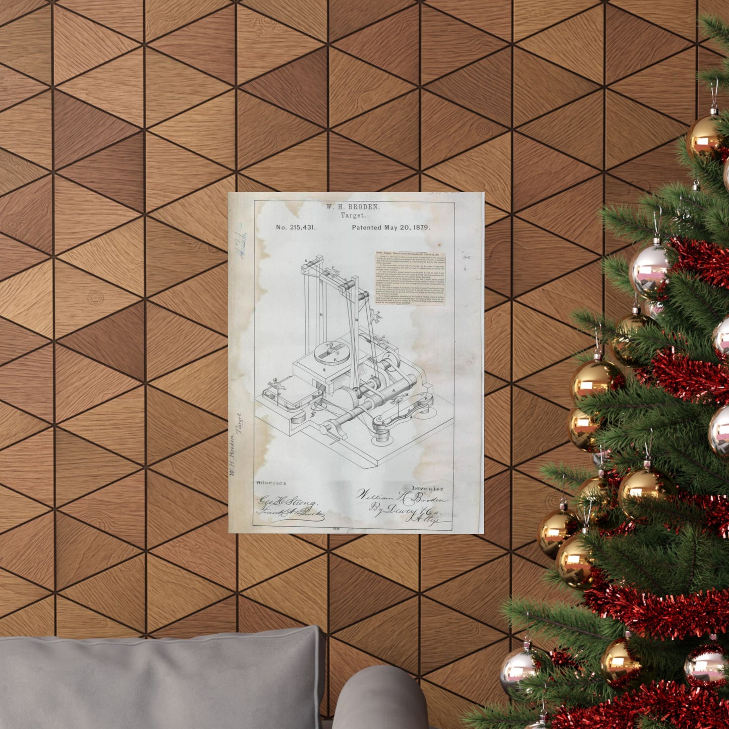 Patent drawing - for W. H. Broden's Target Public domain image High Quality Matte Wall Art Poster for Home, Office, Classroom