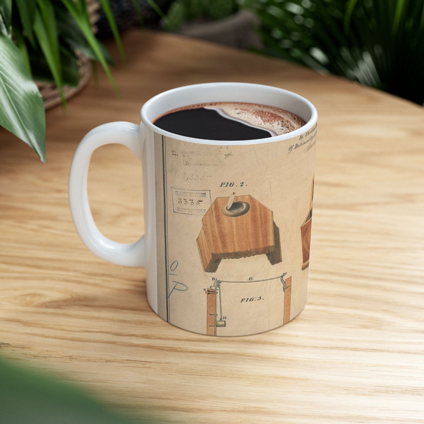 Patent drawing - Drawing for a Life - Preserving Coffin Public domain image Beautiful Novelty Ceramic Coffee Mug 11oz