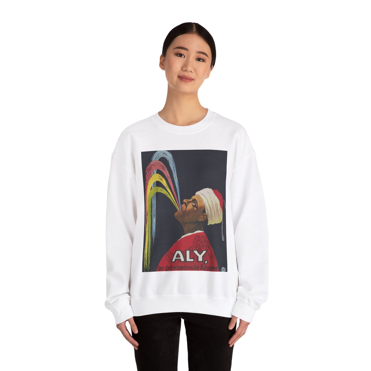 Aly, the Mysterious Egyptian - Art Deco public domain image White Heavy Blend Adult Crew Neck SweatShirt