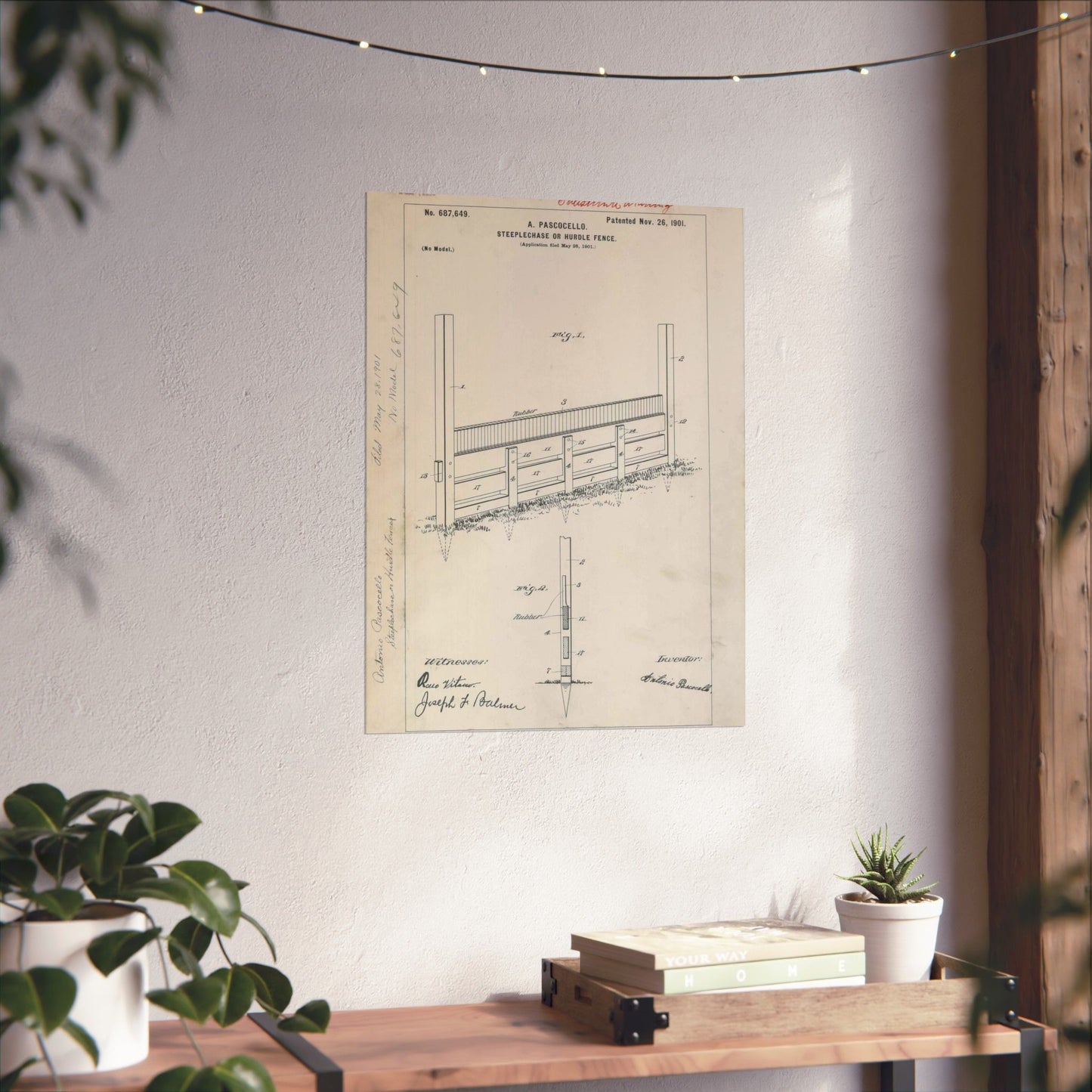 Patent Drawing of Engine - for A. Pascocello' Steeplechase or Hurdle Fence Public domain image High Quality Matte Wall Art Poster for Home, Office, Classroom