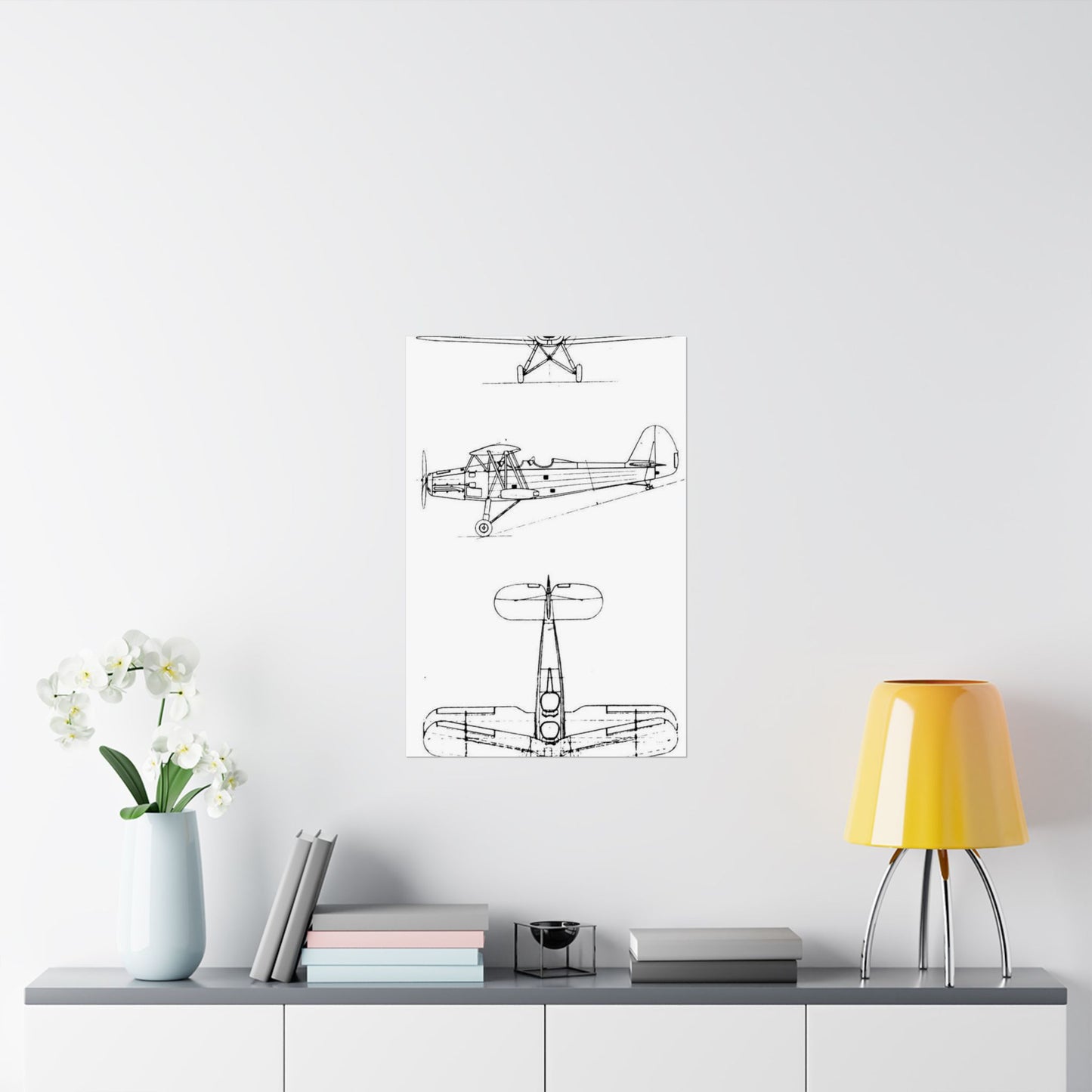 Patent drawing - Gotha Go.145 3-view L'Aerophile August 1937 Public domain image High Quality Matte Wall Art Poster for Home, Office, Classroom