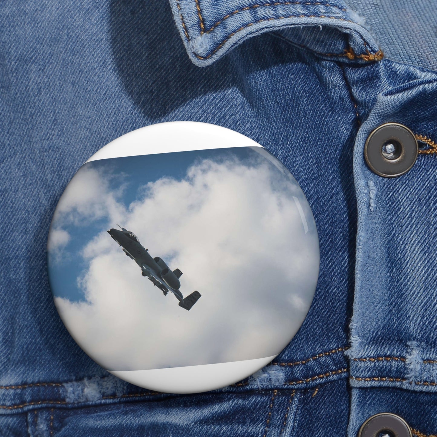 An A-10 Thunderbolt II assigned to the 51st Fighter Pin Buttons with Crisp Design