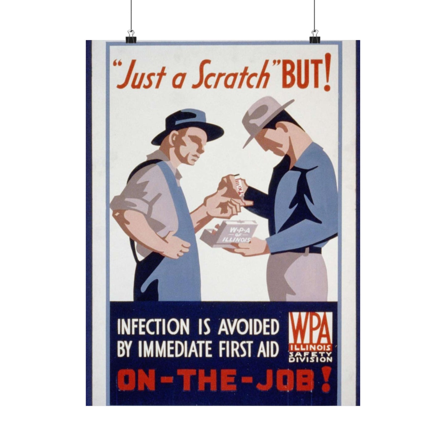 "Just a scratch" But! Infection is avoided by immediate first aid on-the-job! High Quality Matte Wall Art Poster for Home, Office, Classroom