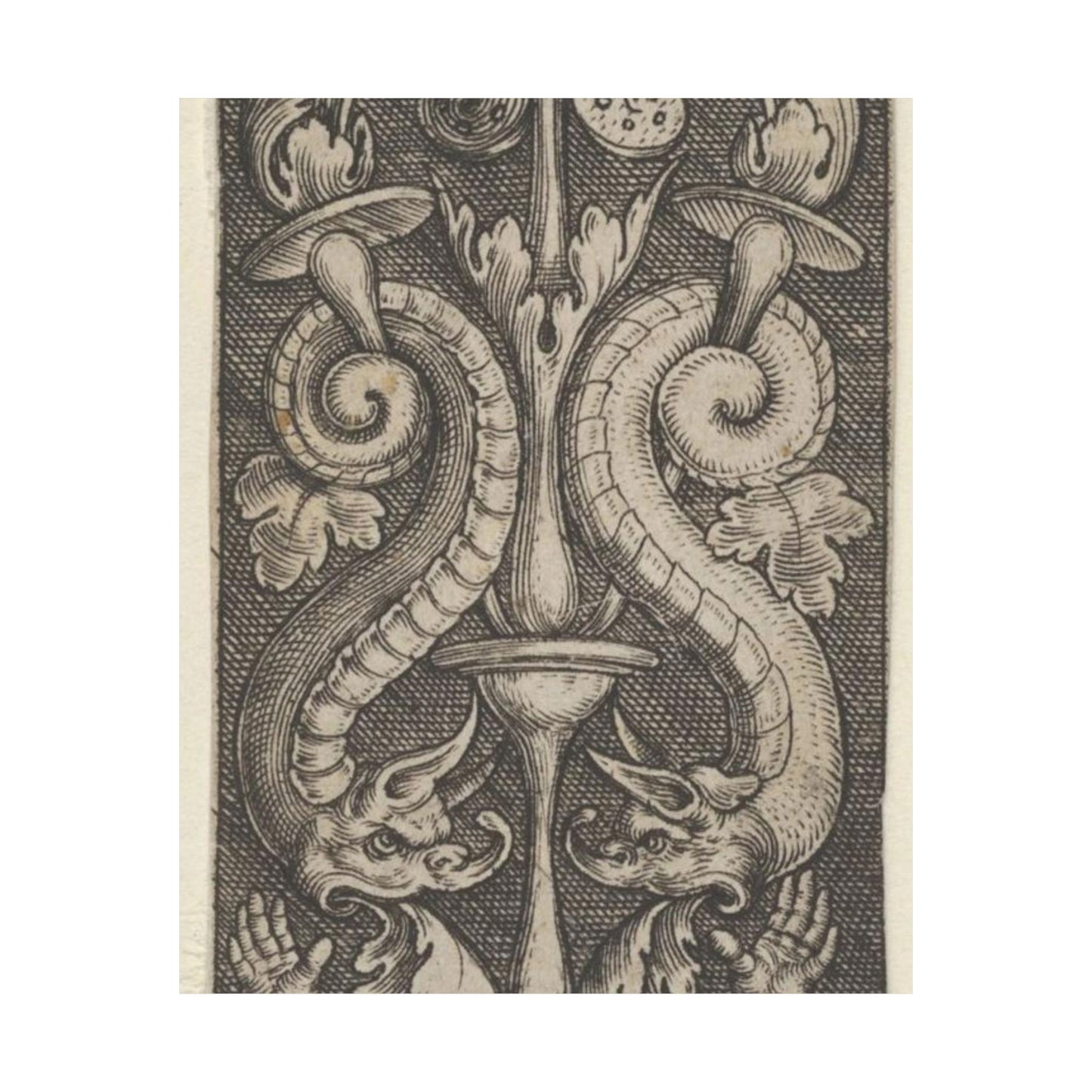 Vertical Panel with a Candelabrum Stemming from a Leaf-Faced Grostesque at Bottom High Quality Matte Wall Art Poster for Home, Office, Classroom