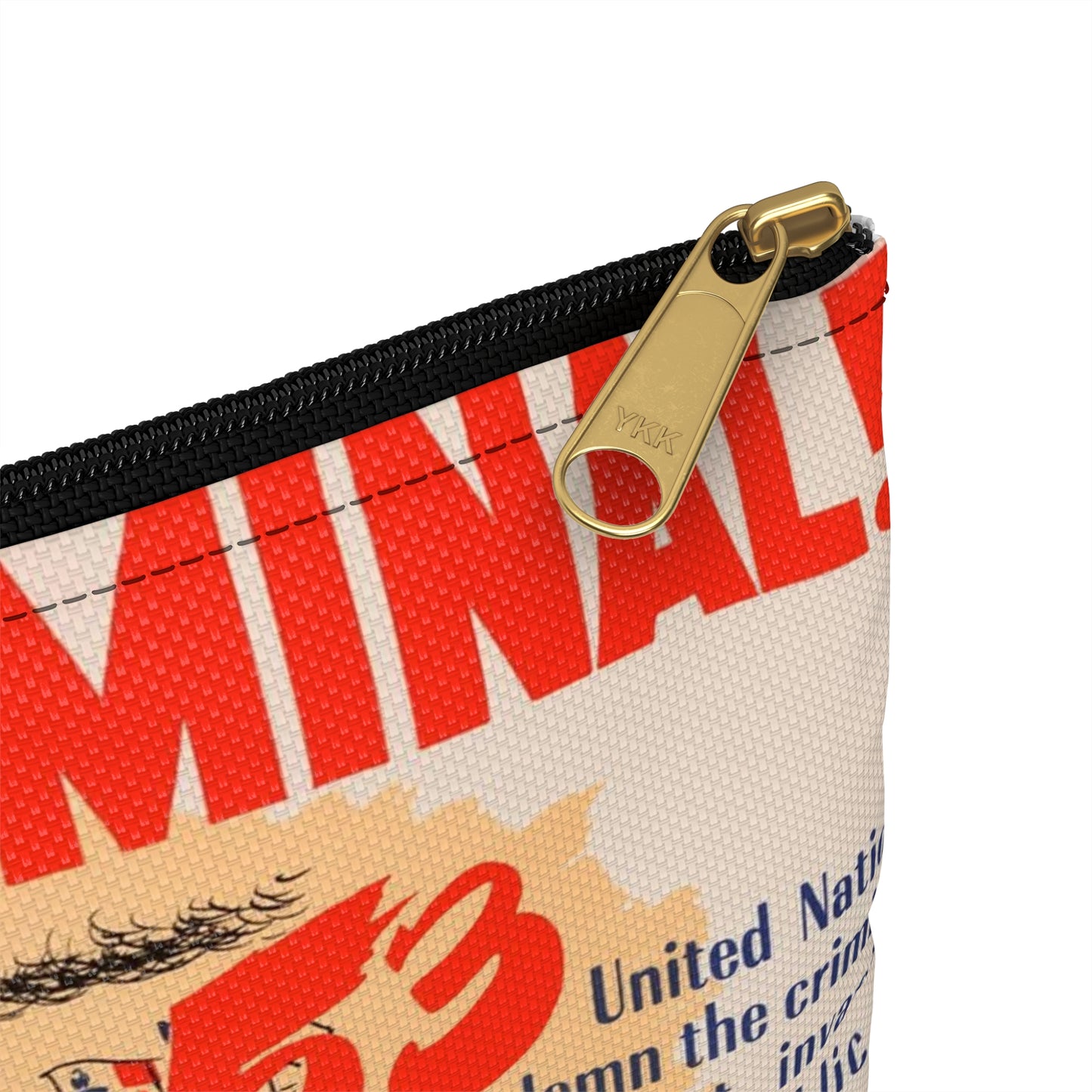 Stop Criminal!, Cold War American Propaganda poster Large Organizer Pouch with Black Zipper