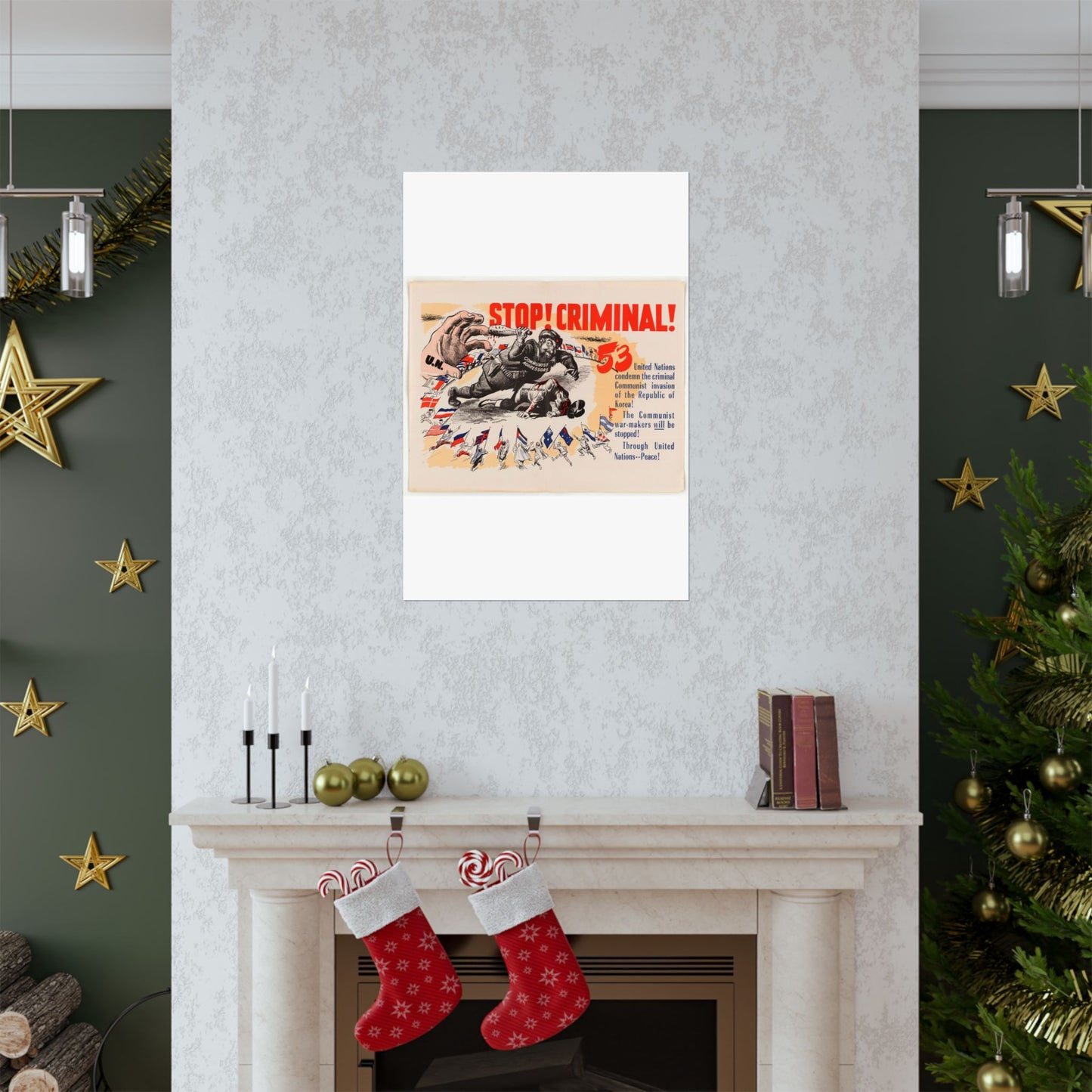 Stop Criminal!, Cold War American Propaganda poster High Quality Matte Wall Art Poster for Home, Office, Classroom