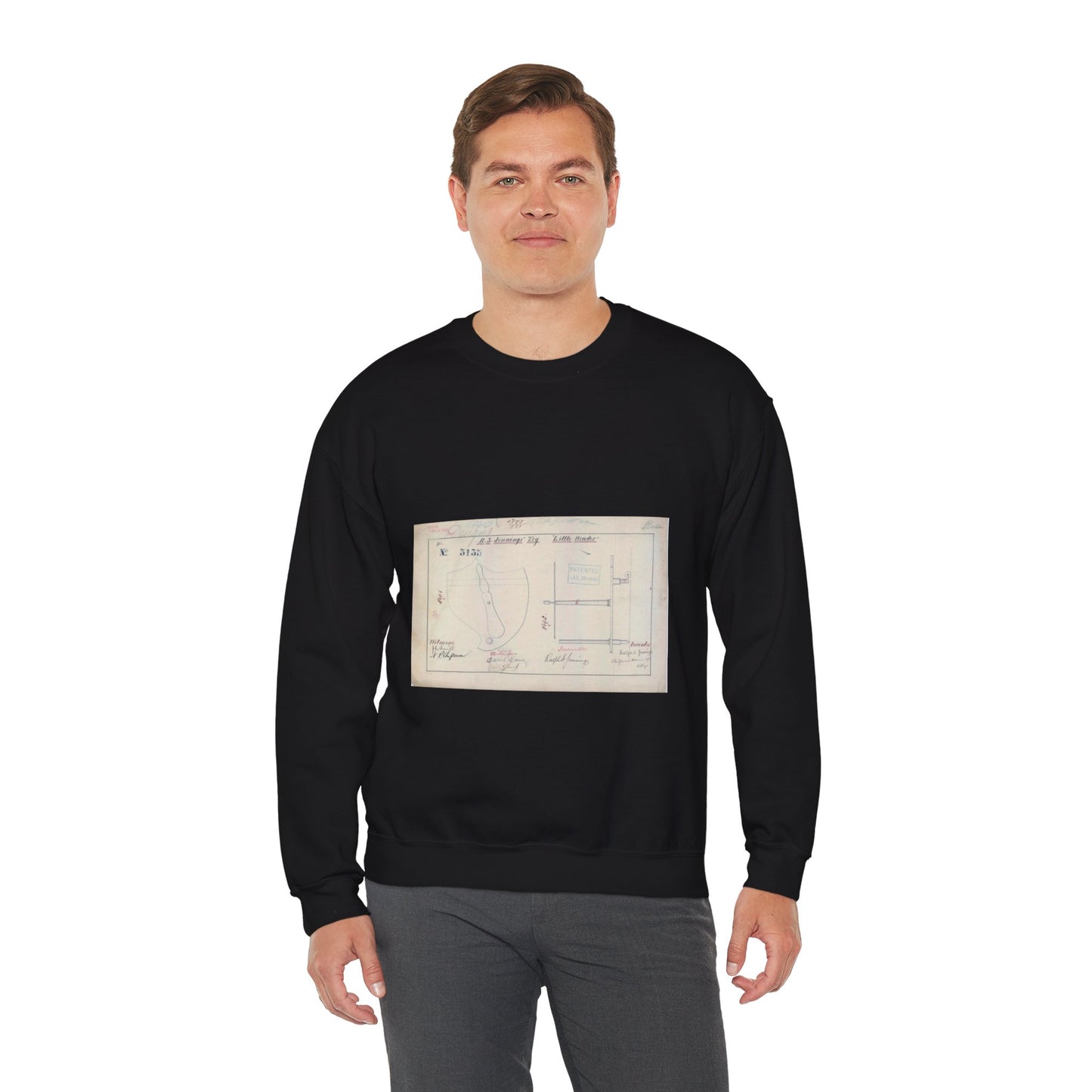 Patent drawing - for R. S. Jennings Toy "Little Wonder" Public domain image Black Heavy Blend Adult Crew Neck SweatShirt