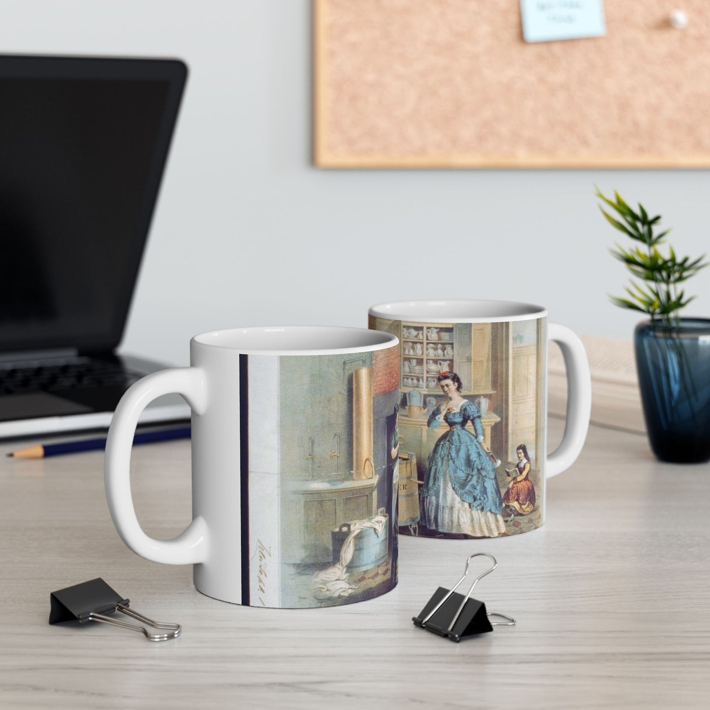 Home washing machine & wringer - A painting of women washing machines in a kitchen Beautiful Novelty Ceramic Coffee Mug 11oz