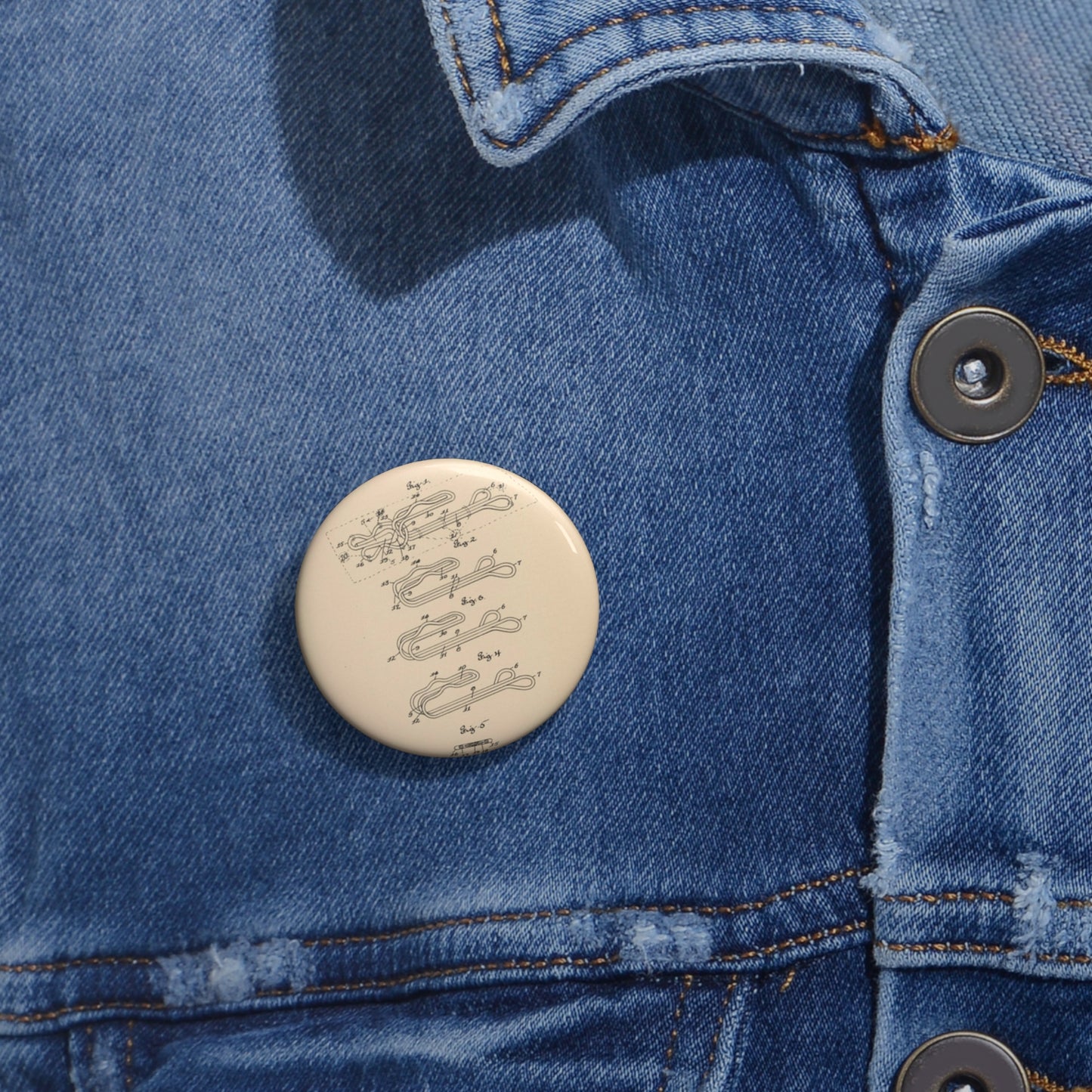 Patent drawing - for a Hook and Eye Fastener Public domain image Pin Buttons with Crisp Design
