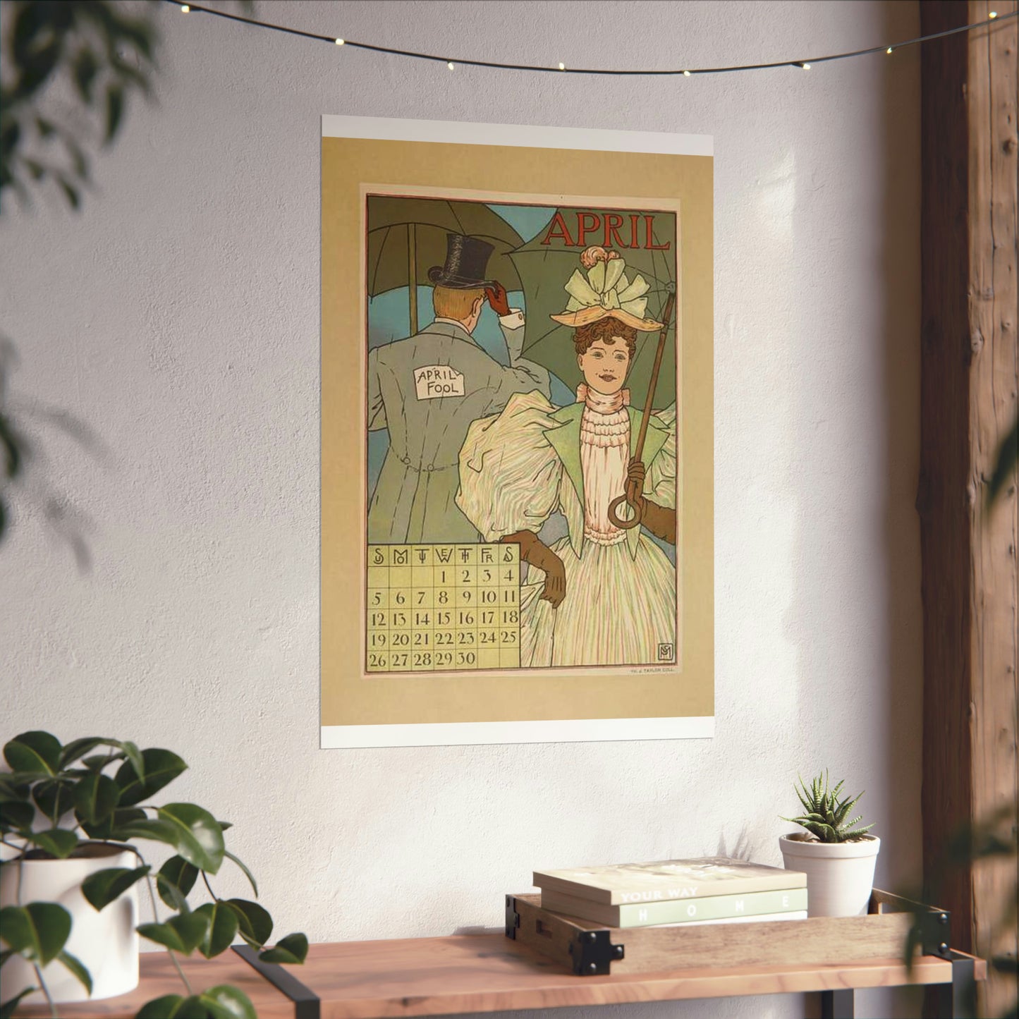 April, Art Nouveau Poster - Art nouveau public domain poster High Quality Matte Wall Art Poster for Home, Office, Classroom