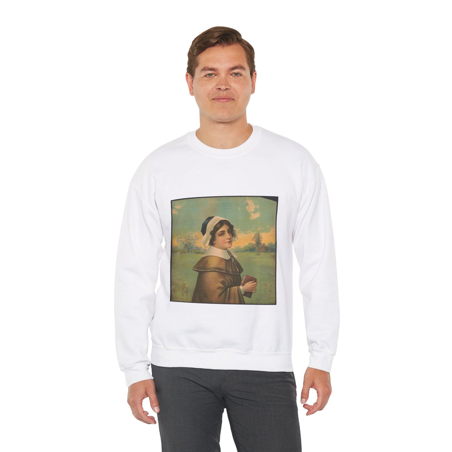 "Puritan girl" - Print, Library of Congress collection White Heavy Blend Adult Crew Neck SweatShirt
