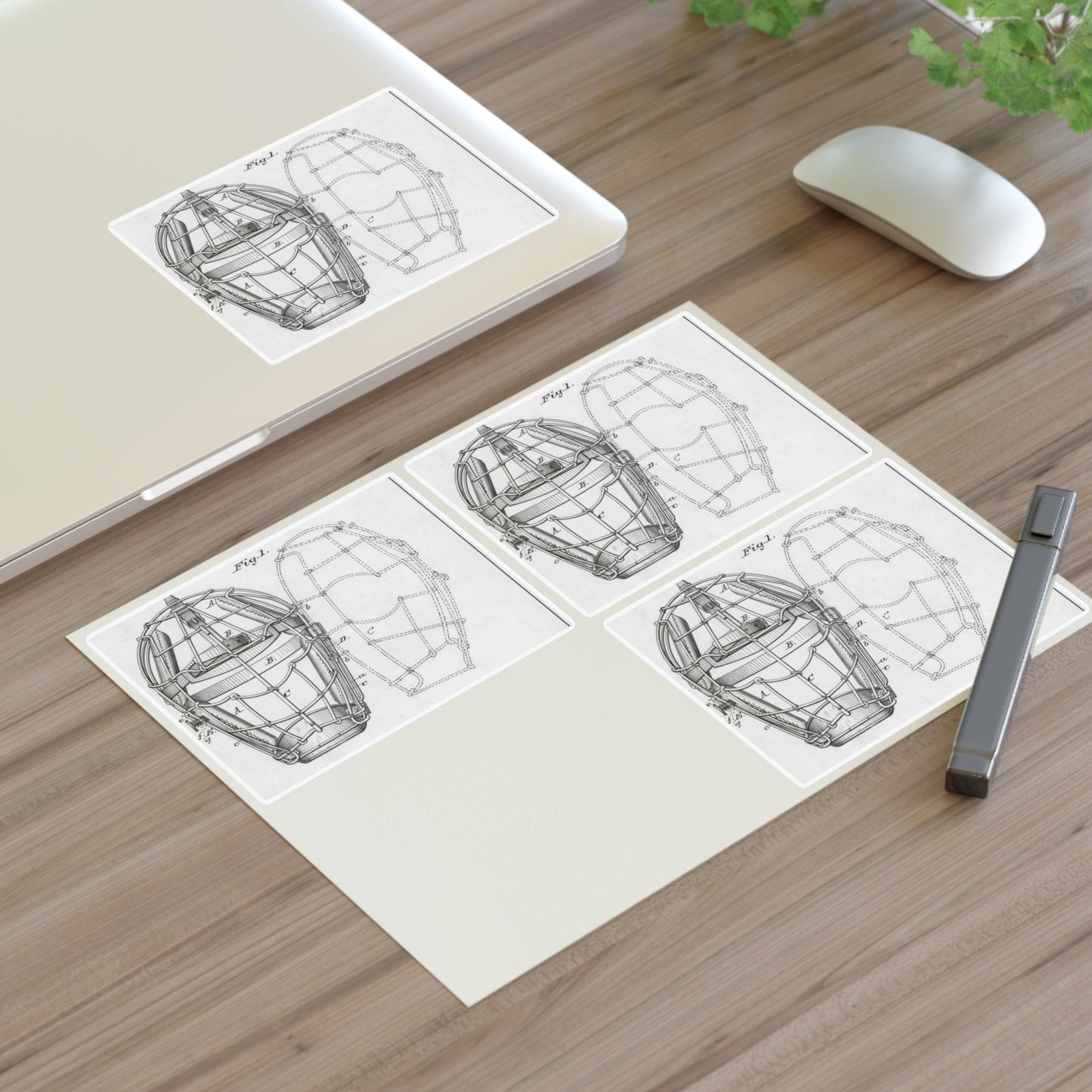 Patent drawing - Drawing of a "Mask for Base Ball Catchers" Public domain image Laminated UV Protective Vinyl Stickers