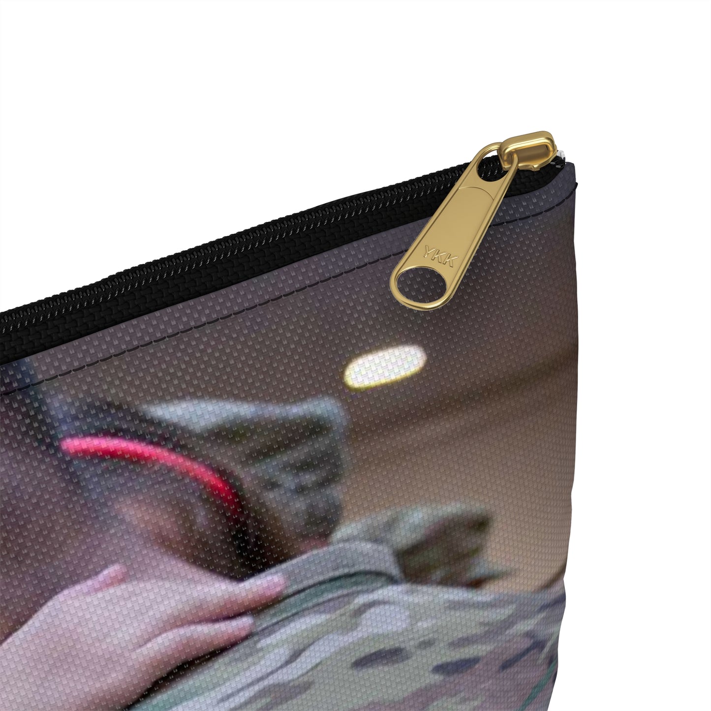 Charlotte Settles gazes at her dad, 1st Lt. James Settles, Large Organizer Pouch with Black Zipper