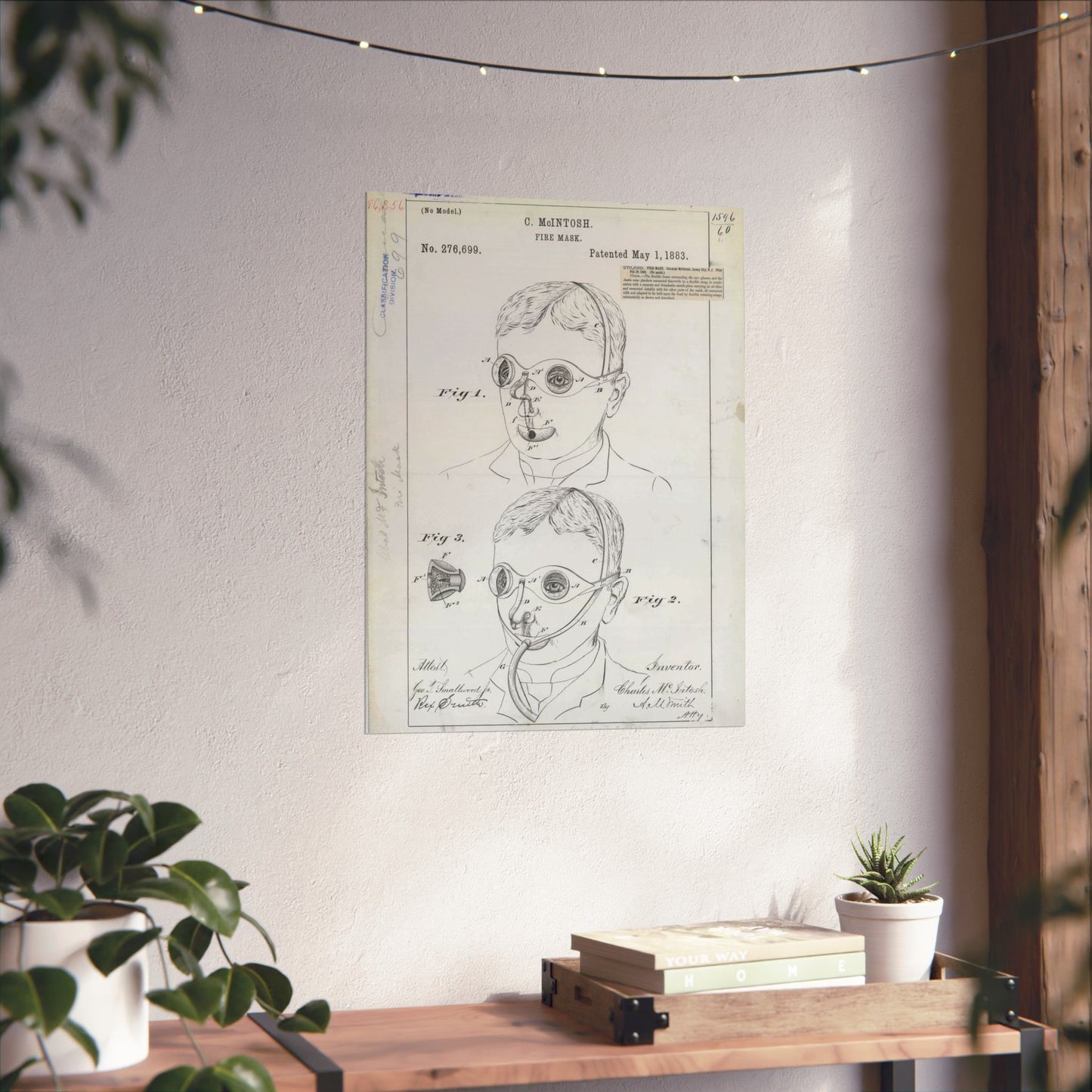 Patent drawing - for C. McIntosh's Fire Mask Public domain image High Quality Matte Wall Art Poster for Home, Office, Classroom