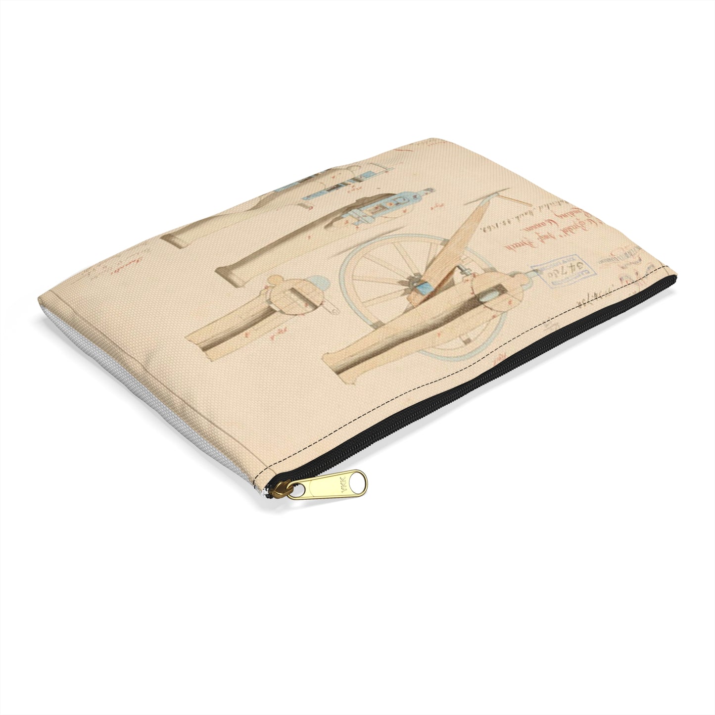 Patent drawing - Drawing of Improved Breech Loading Cannon Public domain image Large Organizer Pouch with Black Zipper