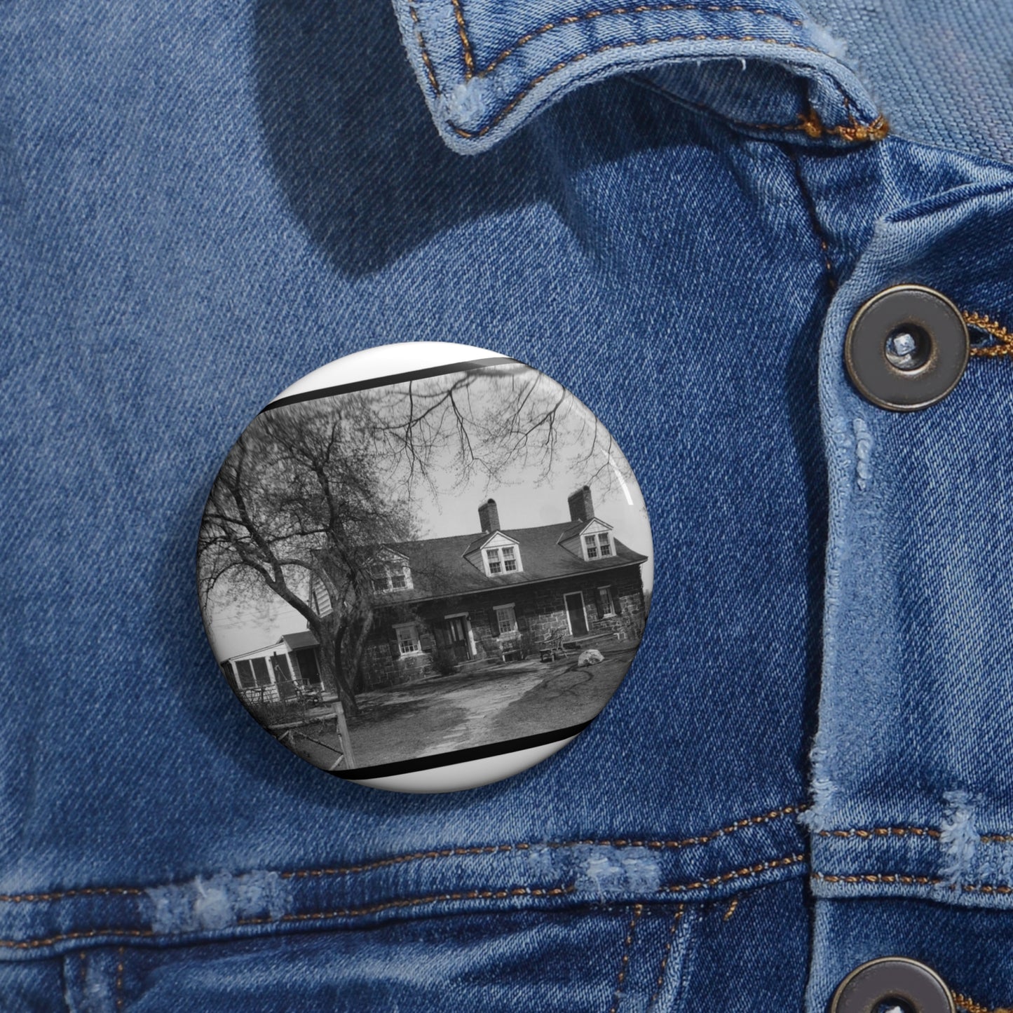 Simon Van Duyne House, Maple Lane & Hook Mountain Road, Pine Brook, Morris County, NJ Pin Buttons with Crisp Design