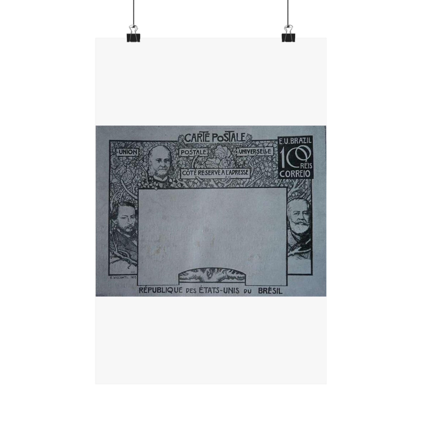 EliseuVisconti-D857-Bilhete postal para o exterior – A Evolução Histórica do Brasil – Projeto para bilhete postal integrante da coleção vencedora do Concurso dos Correios de 1904 High Quality Matte Wall Art Poster for Home, Office, Classroom