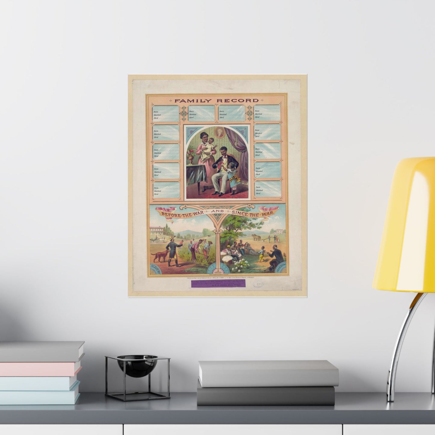 Family record. Before the war and since the war / Krebs Lithographing Company, Cincinnati. High Quality Matte Wall Art Poster for Home, Office, Classroom
