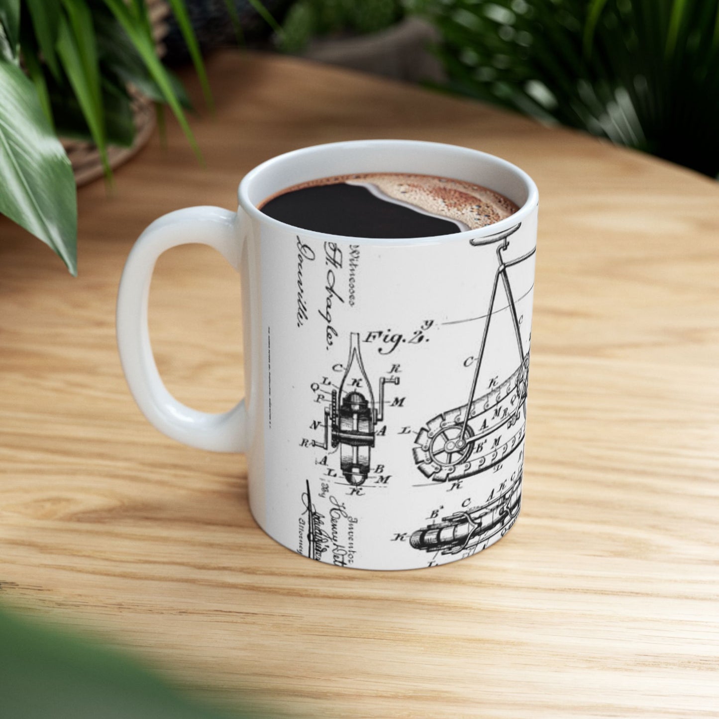 Patent drawing - Traction "Vehicle" (Bicycle Patent, 1895) Public domain image Beautiful Novelty Ceramic Coffee Mug 11oz