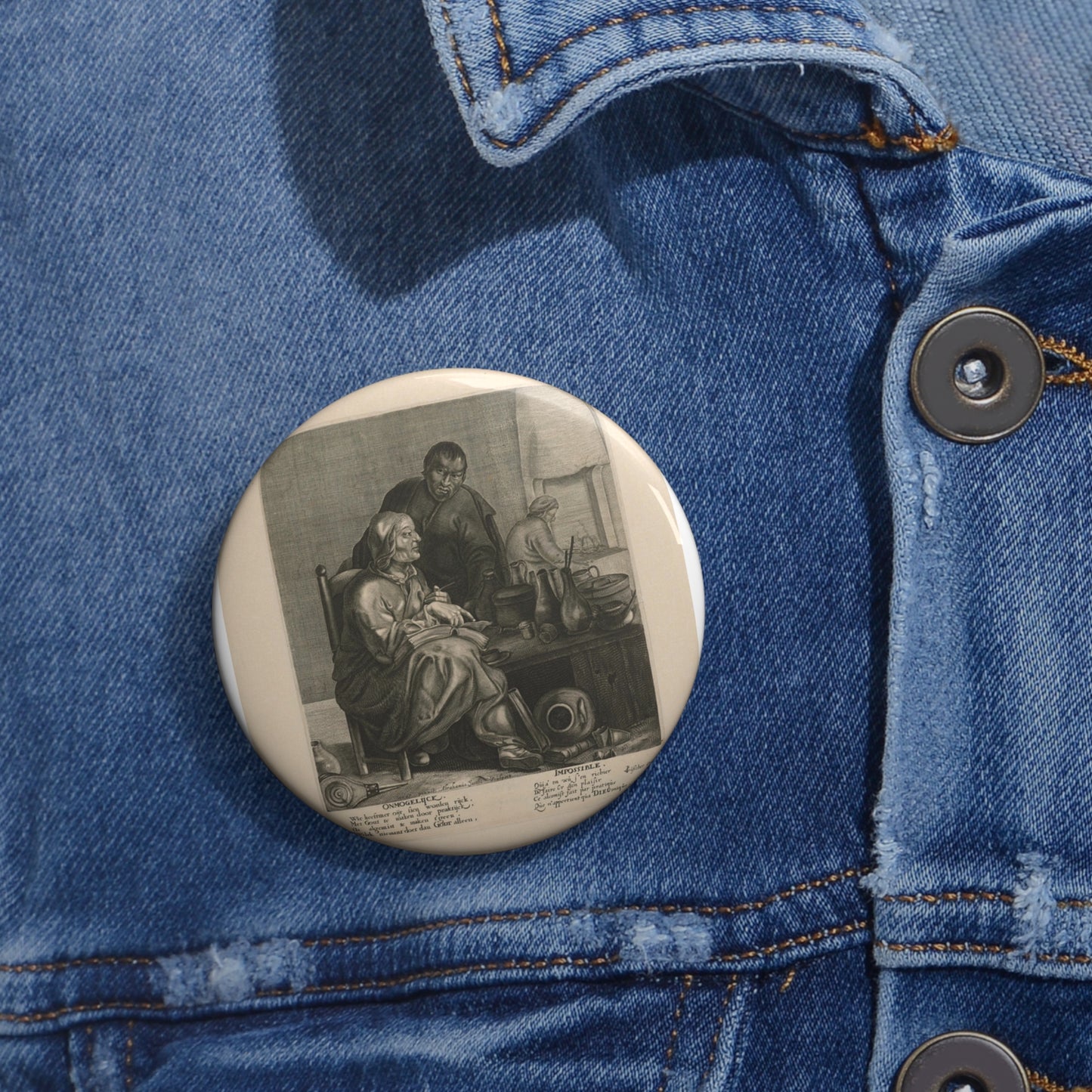 Alchemist - Rijksmuseum public domain dedication Pin Buttons with Crisp Design