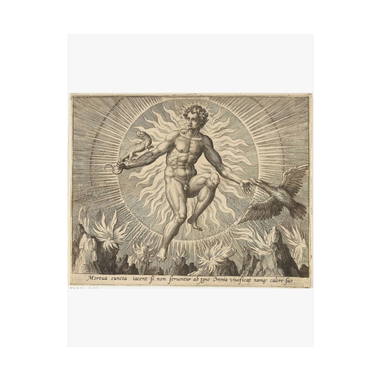 Adriaen Collaert - Vuur - Engraving, Public domain image High Quality Matte Wall Art Poster for Home, Office, Classroom