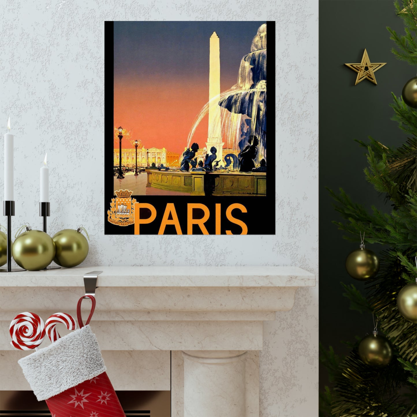 Paris. Vintage Travel Poster. - Art Deco public domain image High Quality Matte Wall Art Poster for Home, Office, Classroom