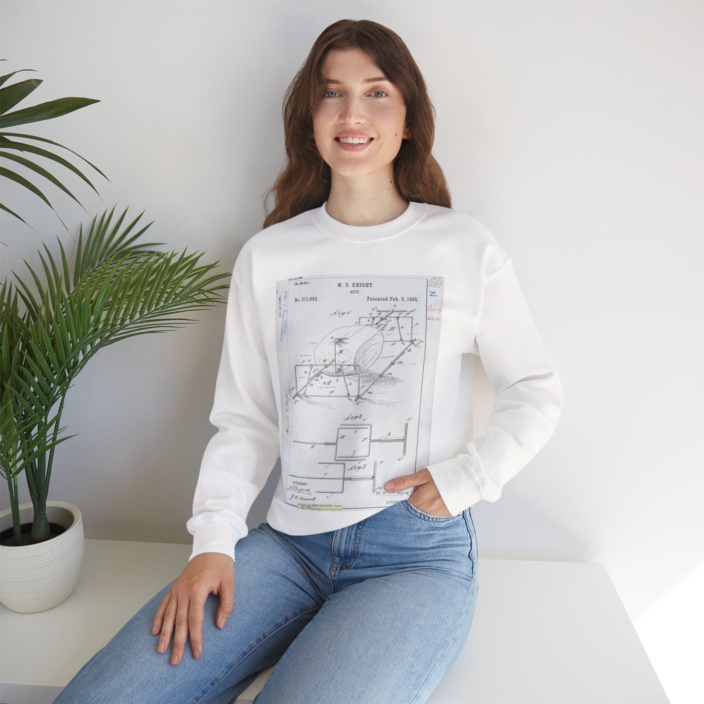 Patent drawing - for M. E. Knight's Spit Public domain image White Heavy Blend Adult Crew Neck SweatShirt