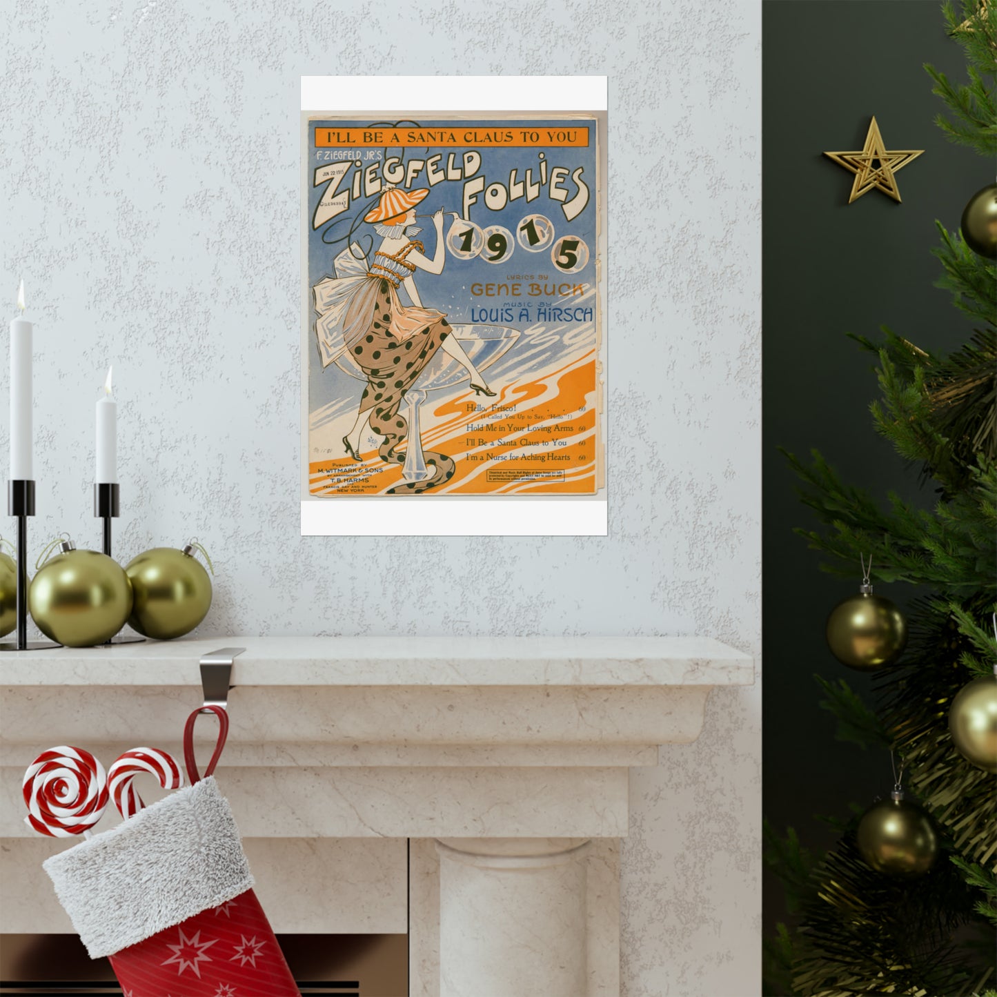I'll be a Santa Claus to you - Sheet music, Popular songs of the day High Quality Matte Wall Art Poster for Home, Office, Classroom