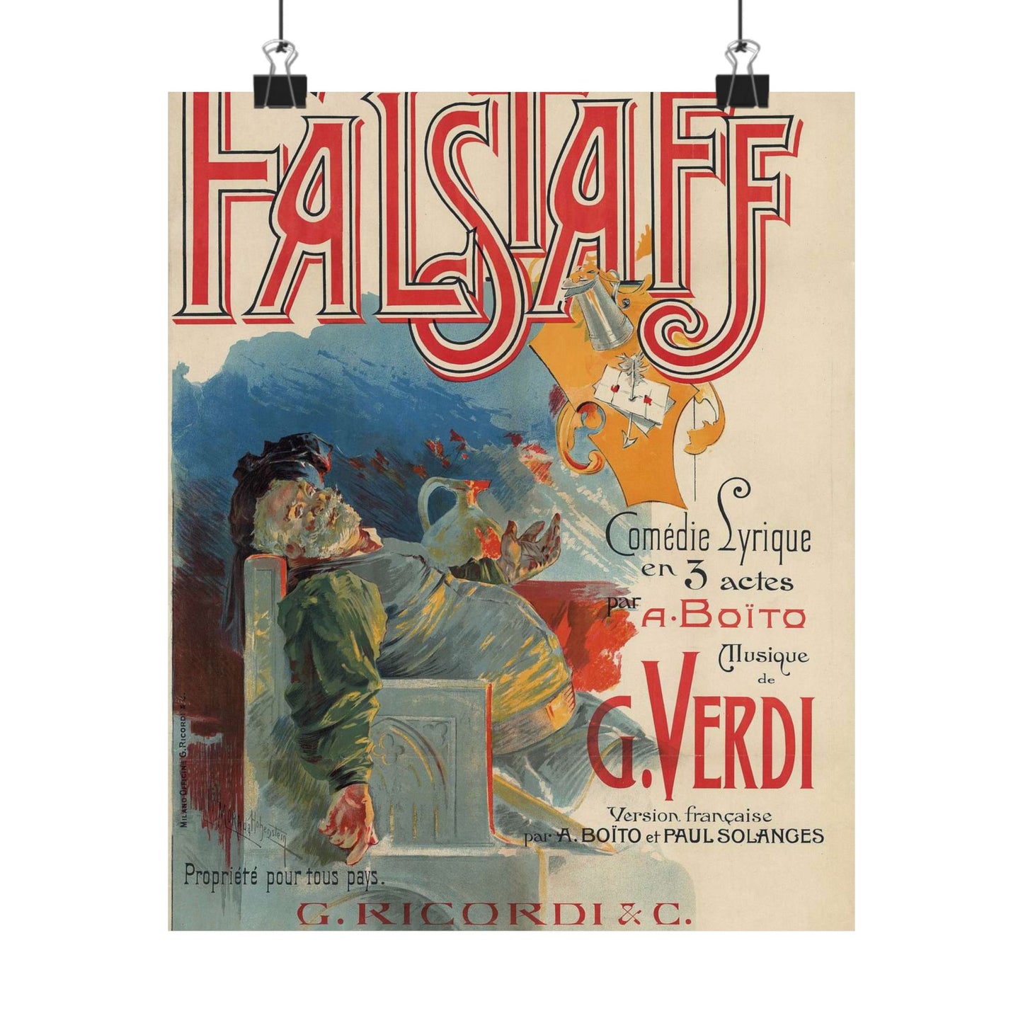 Adolfo Hohenstein - Poster for first French production of Giuseppe Verdi's Falstaff High Quality Matte Wall Art Poster for Home, Office, Classroom