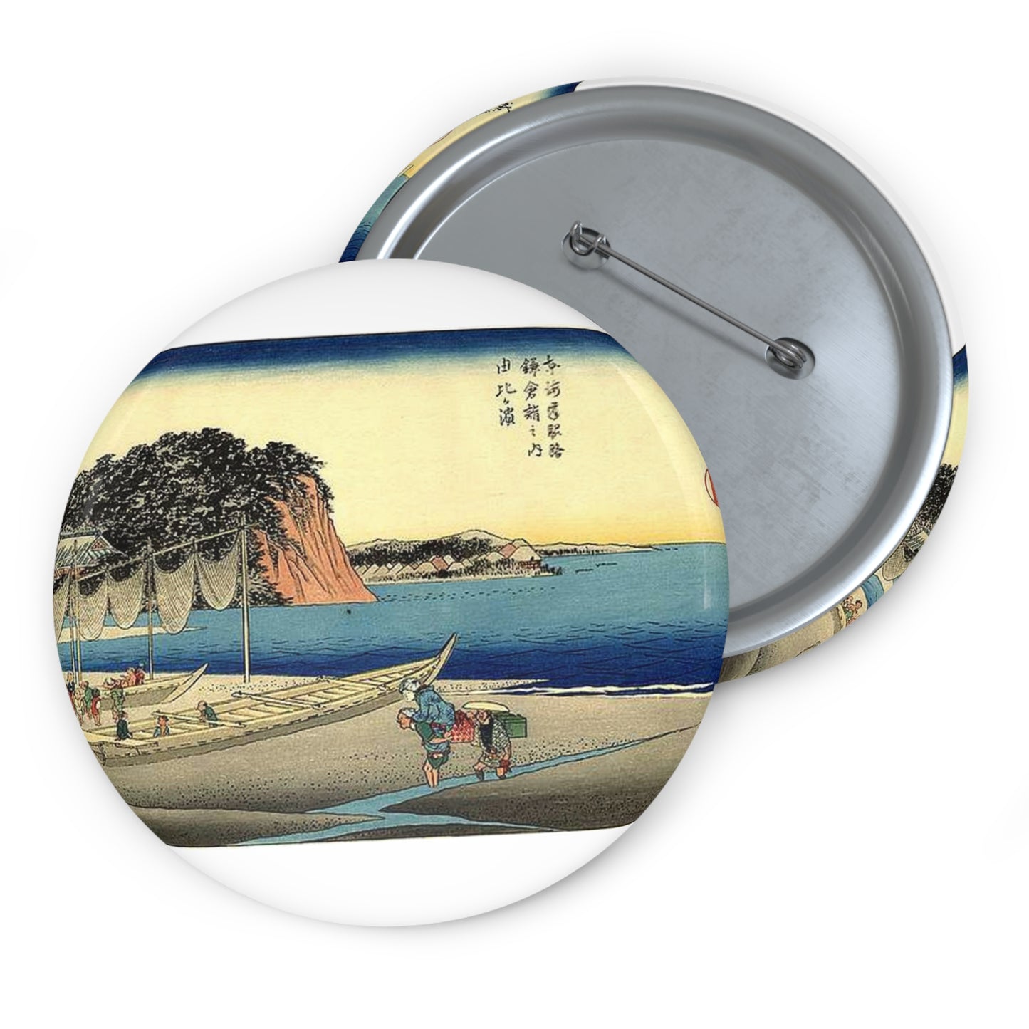 Utagawa Hiroshige - Hiroshige, Yuigahama Pin Buttons with Crisp Design