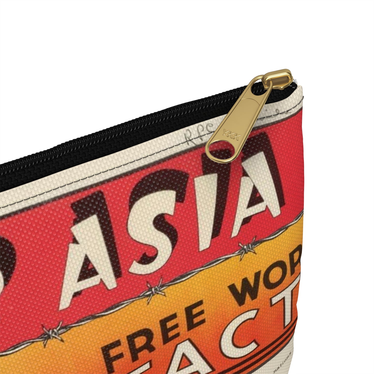 Red Star Over Asia PO-24-E, United States information service propaganda Large Organizer Pouch with Black Zipper