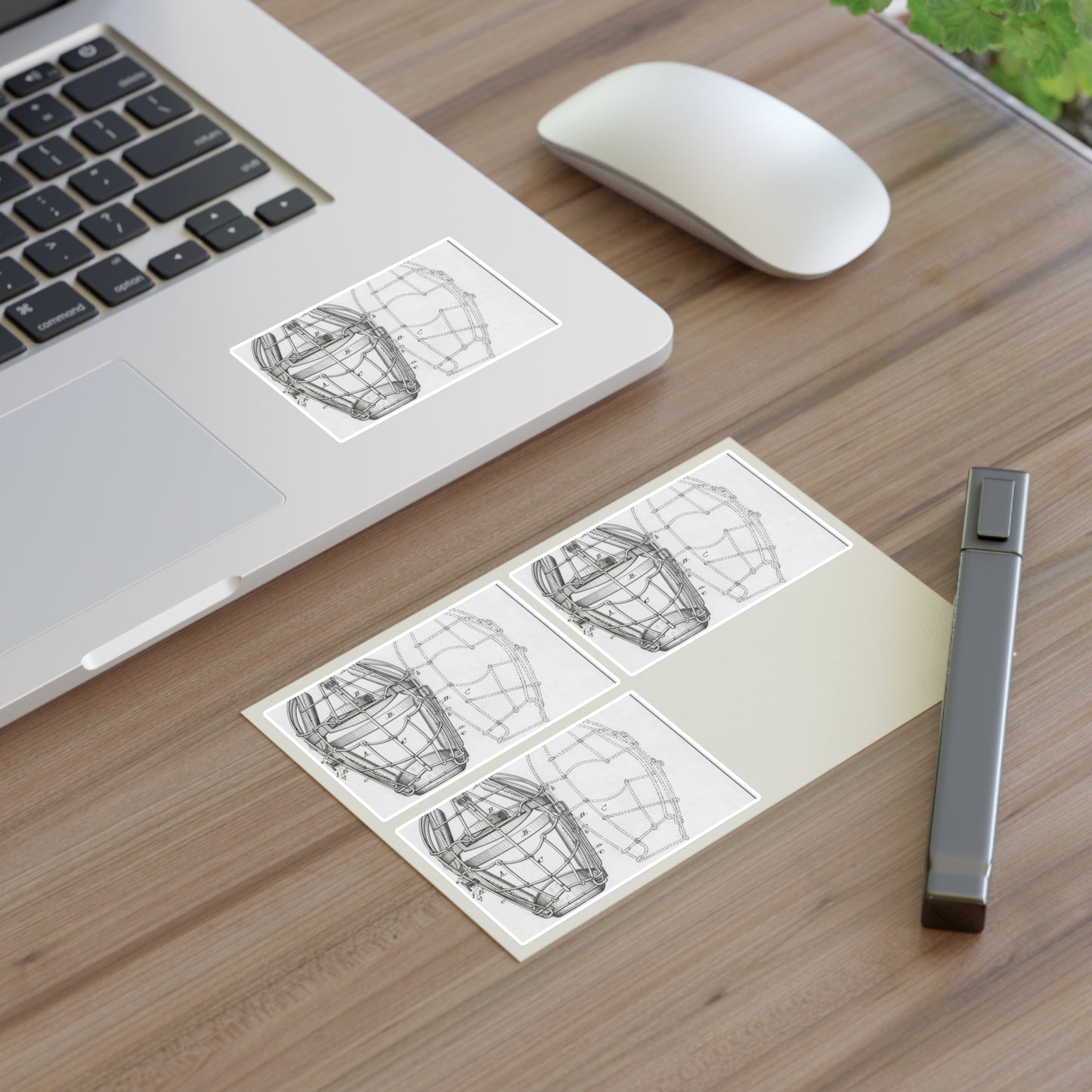 Patent drawing - Drawing of a "Mask for Base Ball Catchers" Public domain image Laminated UV Protective Vinyl Stickers