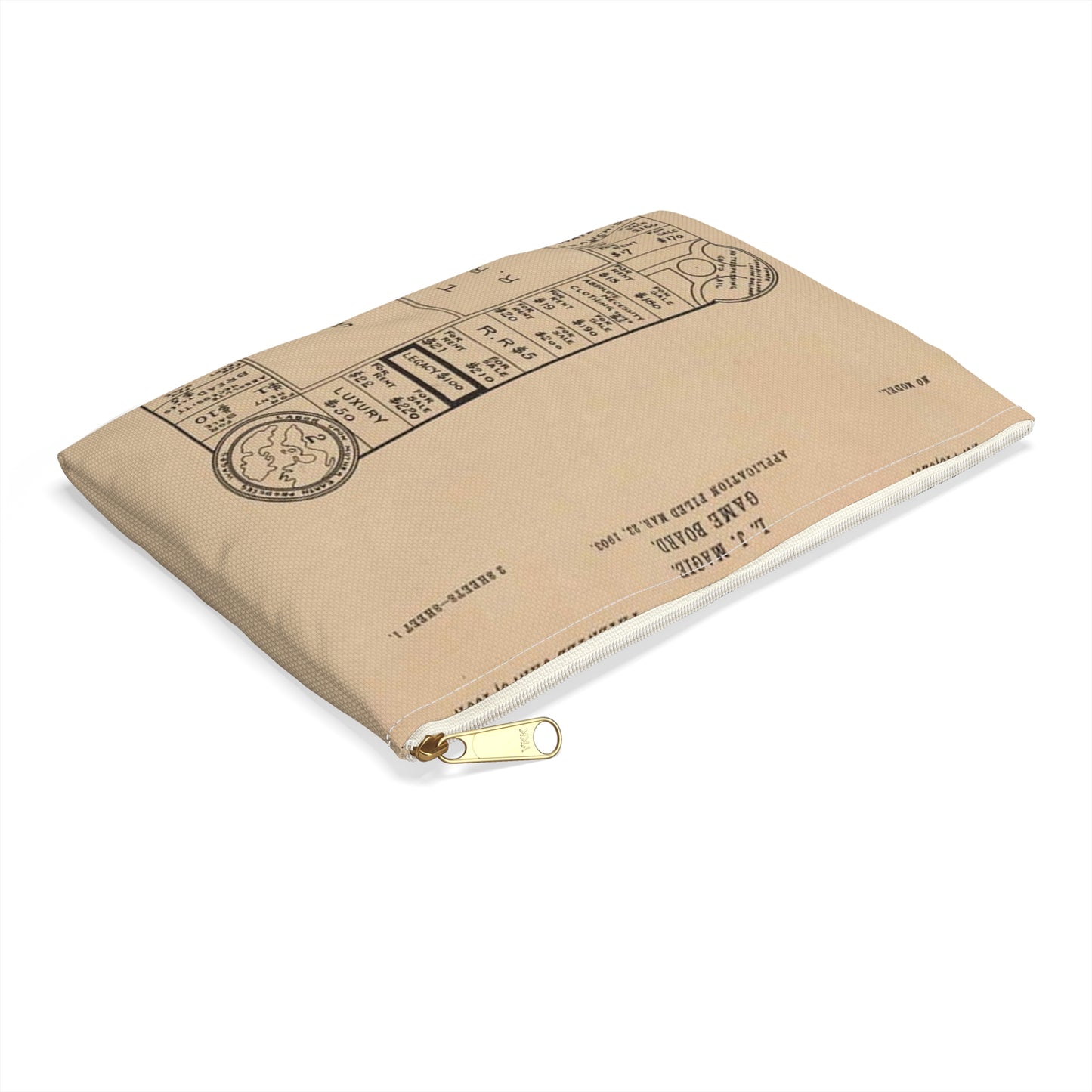 Patent Drawing of Engine - Drawing for a Game Board Public domain image Large Organizer Pouch with Black Zipper
