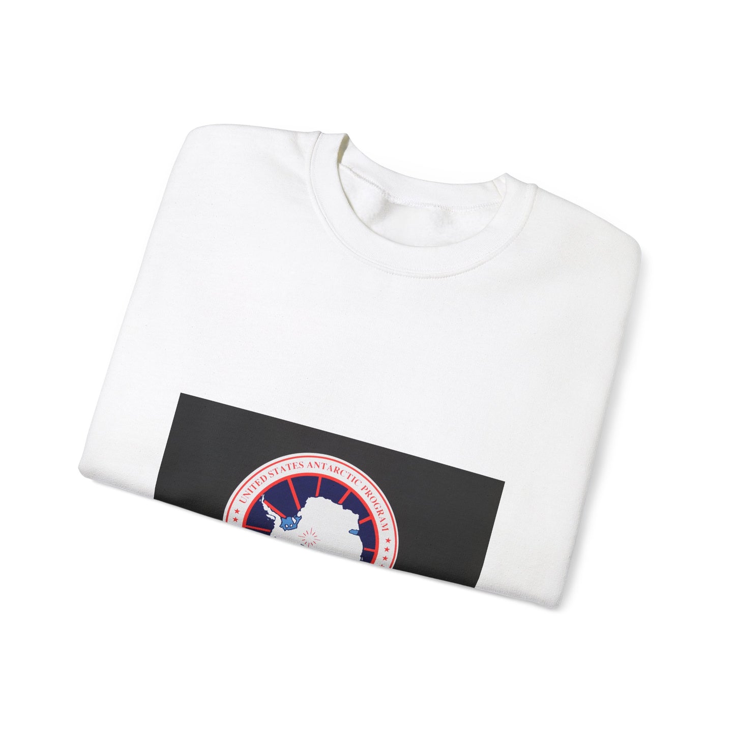 Logo of The National Science Foundation United States Antarctic Program White Heavy Blend Adult Crew Neck SweatShirt