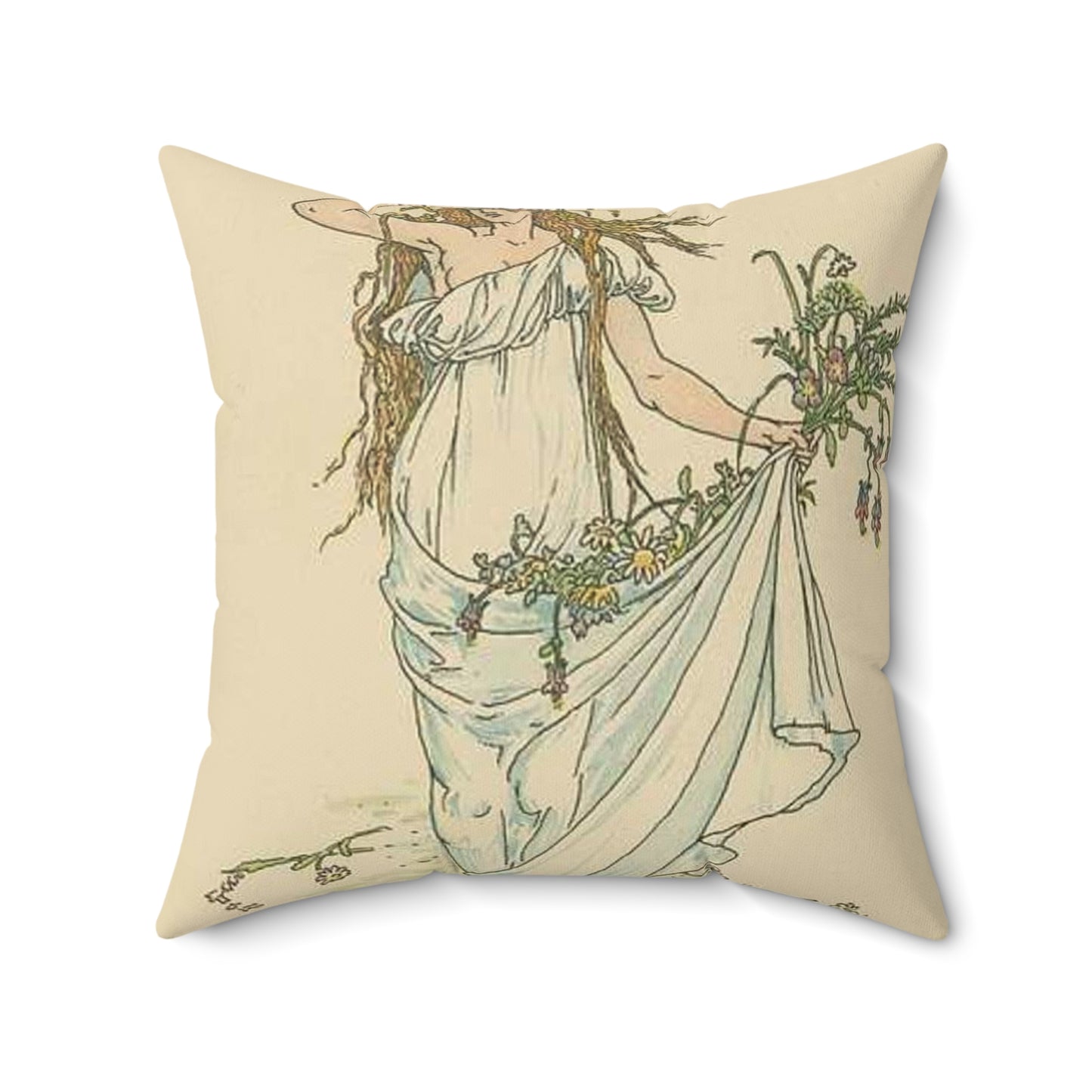 Enter Ophelia, fantastically dressed with straws and flowers. Decorative Accent Square Pillow