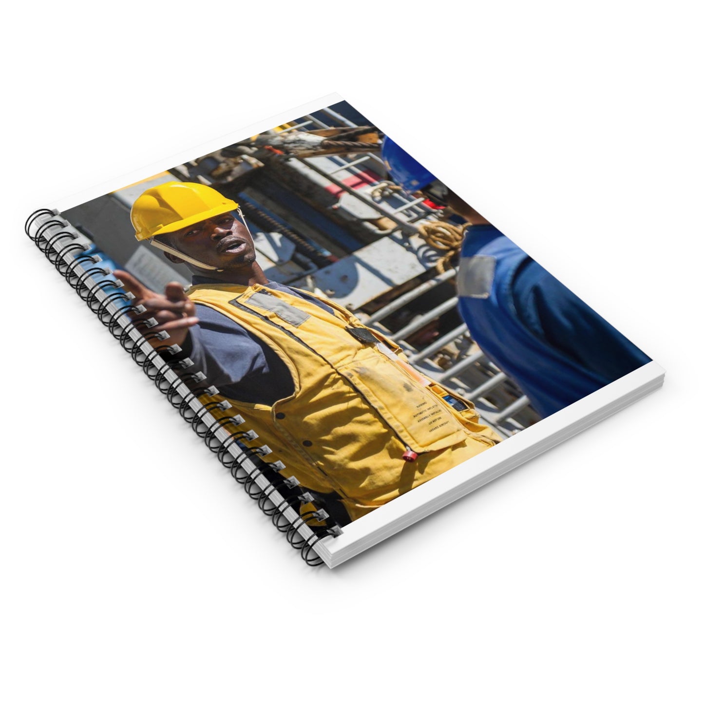 Seaman Glenrick Henry directs crew members as rig captain Spiral Bound Ruled Notebook with Printed Cover