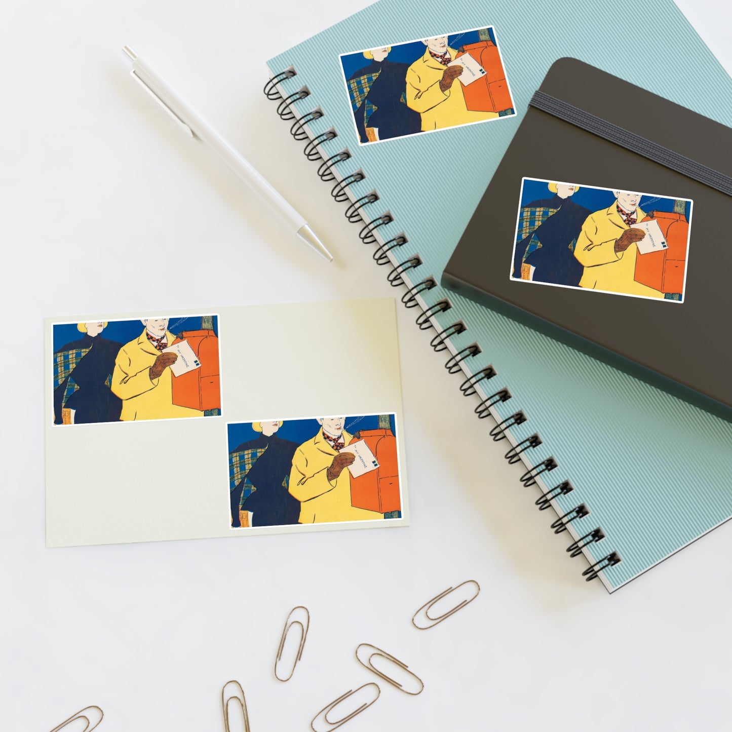 Edward Penfield, Harper's February Laminated UV Protective Vinyl Stickers