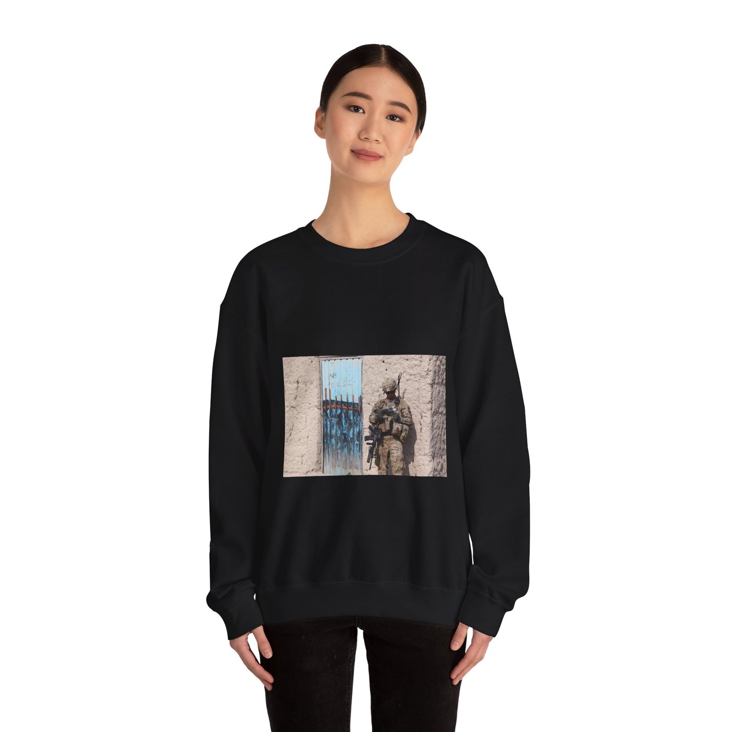 U.S. Army Sgt. Keith Keller, a combat engineer assigned Black Heavy Blend Adult Crew Neck SweatShirt