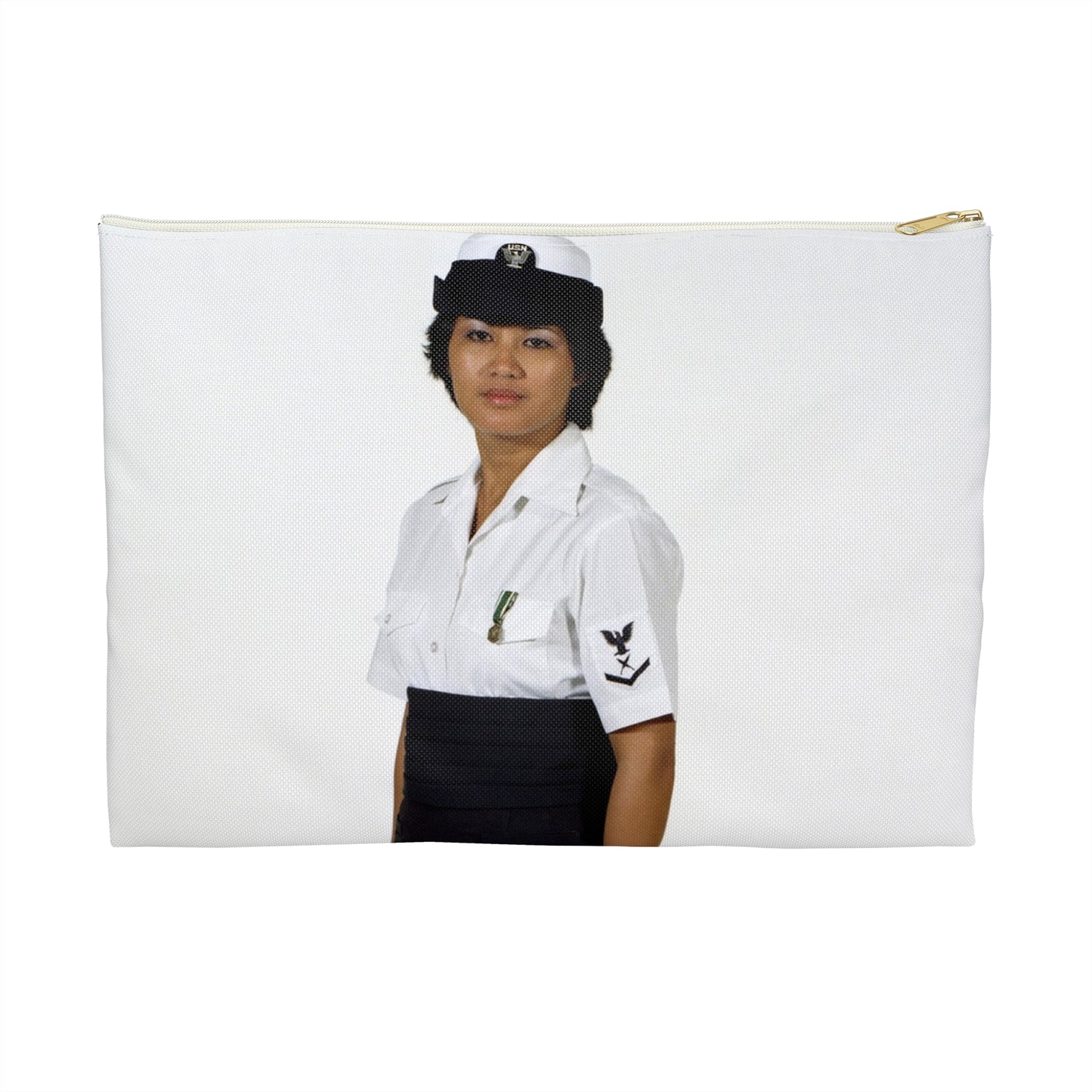 Uniform: Tropical dinner dress blue, Navy enlisted women, ranks E-1 through E-6 Large Organizer Pouch with Black Zipper