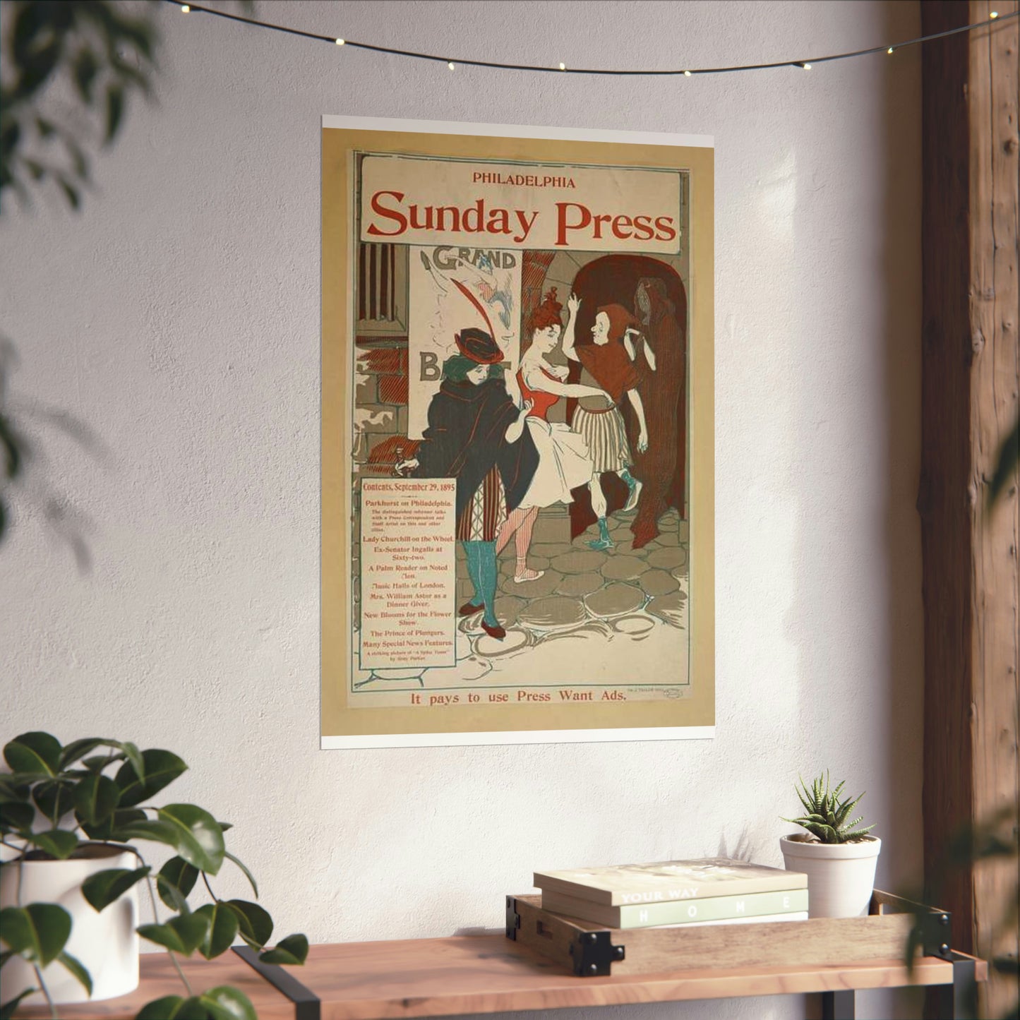 Philadelphia Sunday press. September 29, 1895. High Quality Matte Wall Art Poster for Home, Office, Classroom