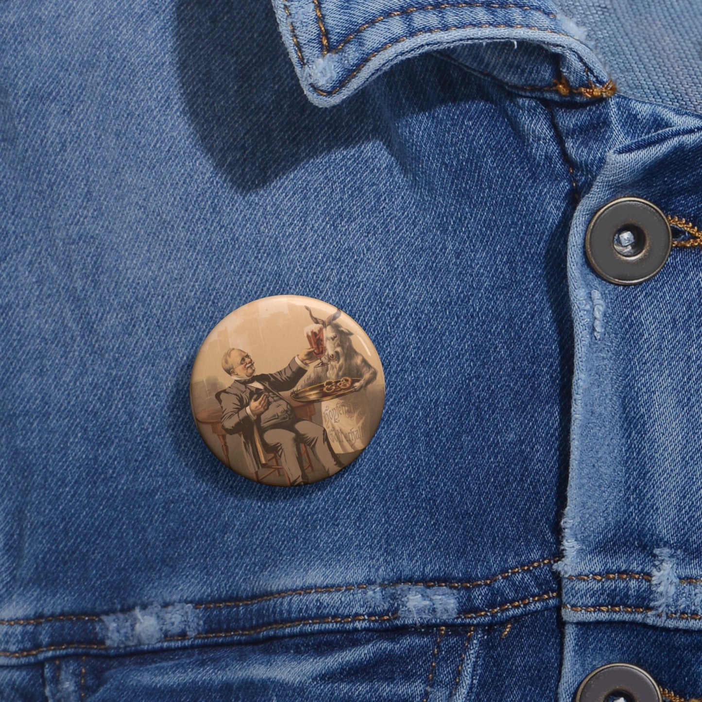 "The connoisseur" - Print, Library of Congress collection Pin Buttons with Crisp Design