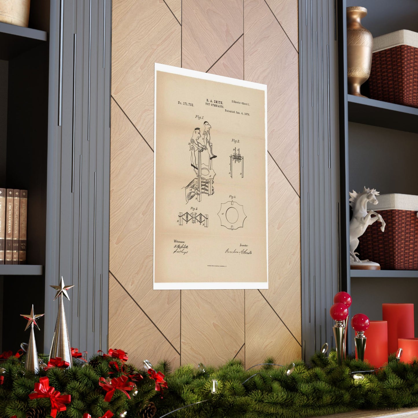 Patent drawing - for a Toy Gymnast Public domain image High Quality Matte Wall Art Poster for Home, Office, Classroom