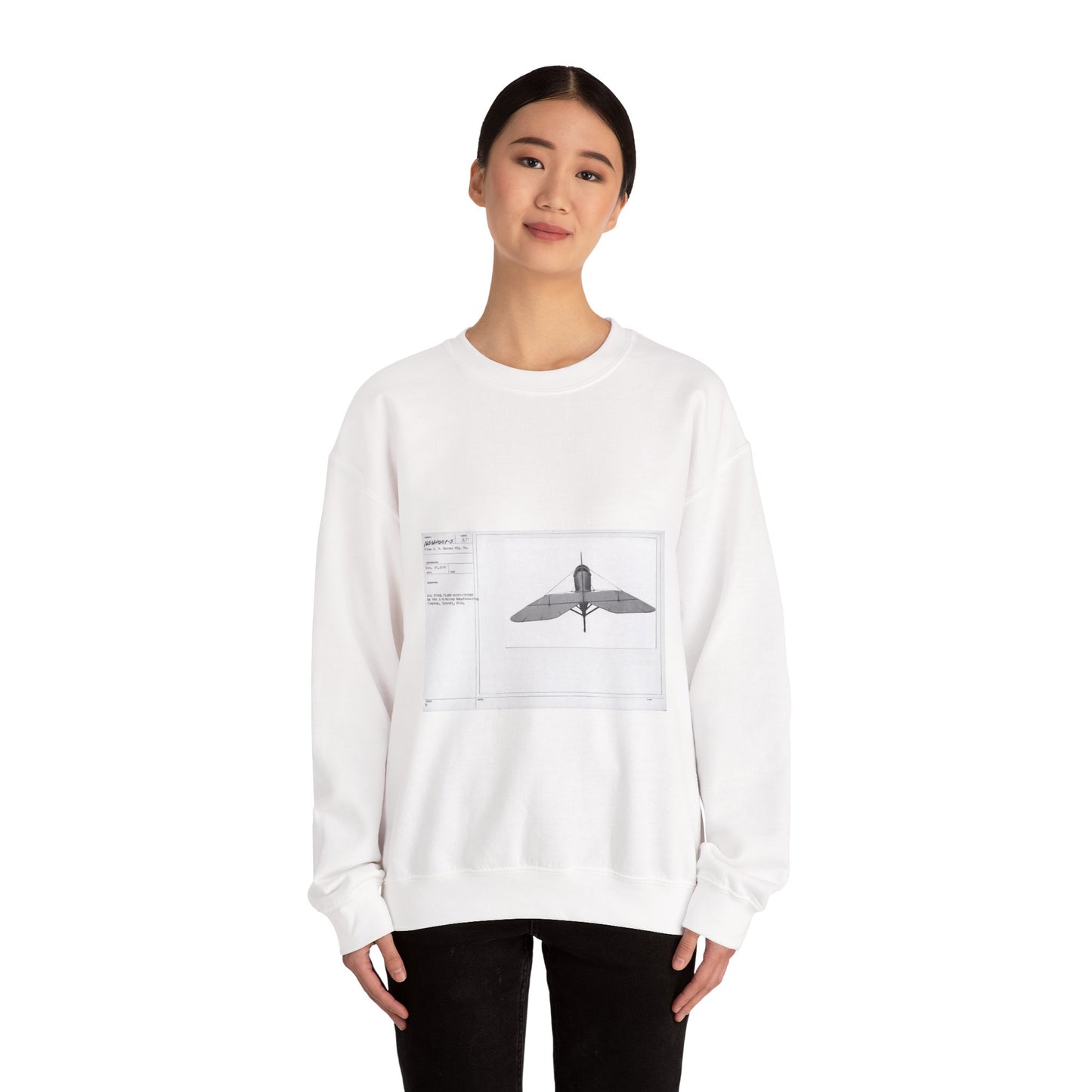 Patent drawing - Airplanes - Types - All steel manufactured by the J.W. Murray Manufacturing Company, Detroit, Michigan Public domain image White Heavy Blend Adult Crew Neck SweatShirt