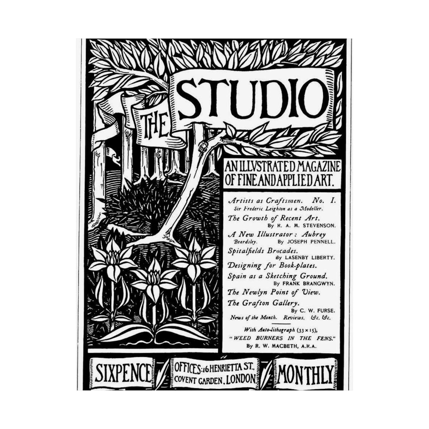 Aubrey Beardsley - Thestudiomagazinefirstcover High Quality Matte Wall Art Poster for Home, Office, Classroom