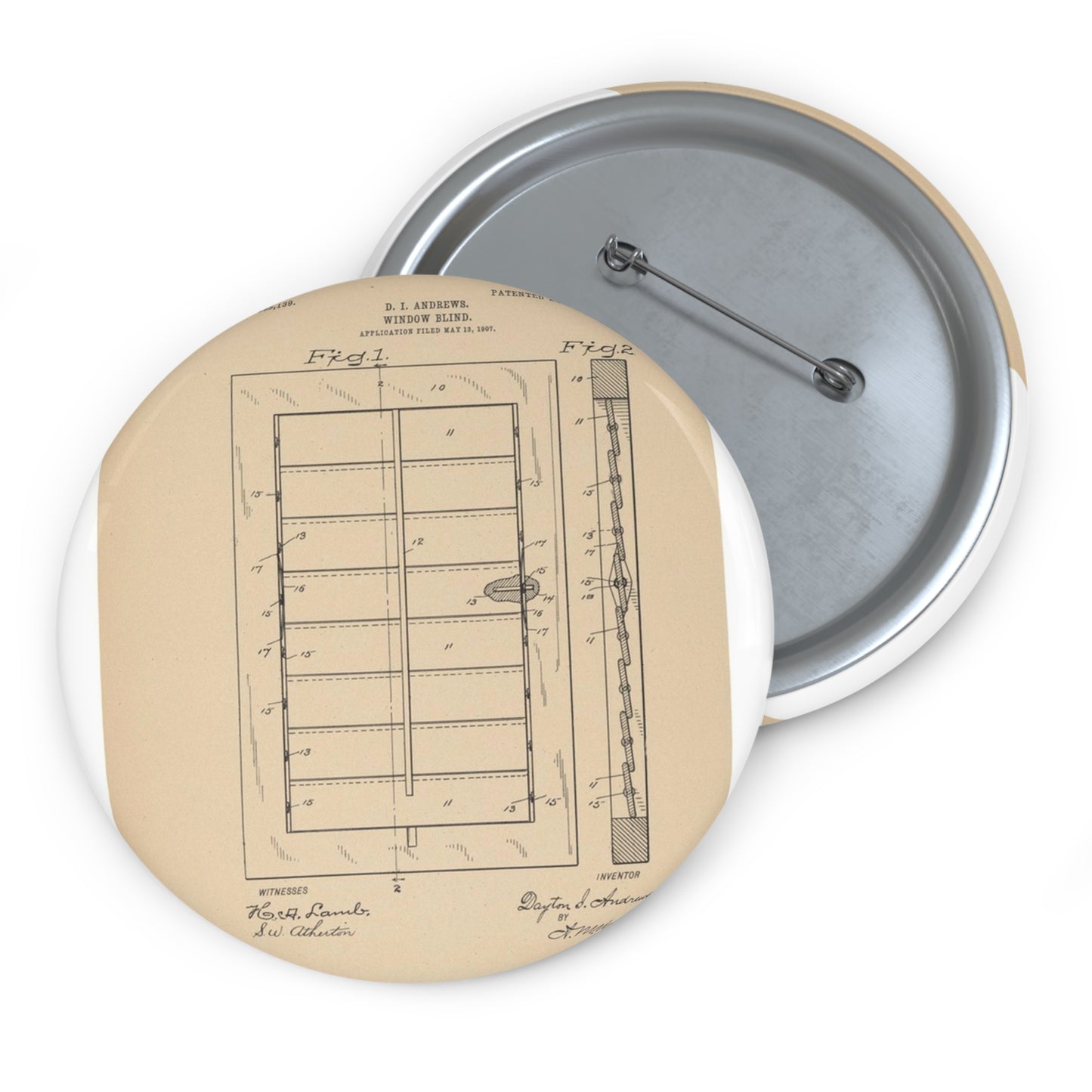 Patent Drawing of Engine - for a Window Blind Public domain image Pin Buttons with Crisp Design