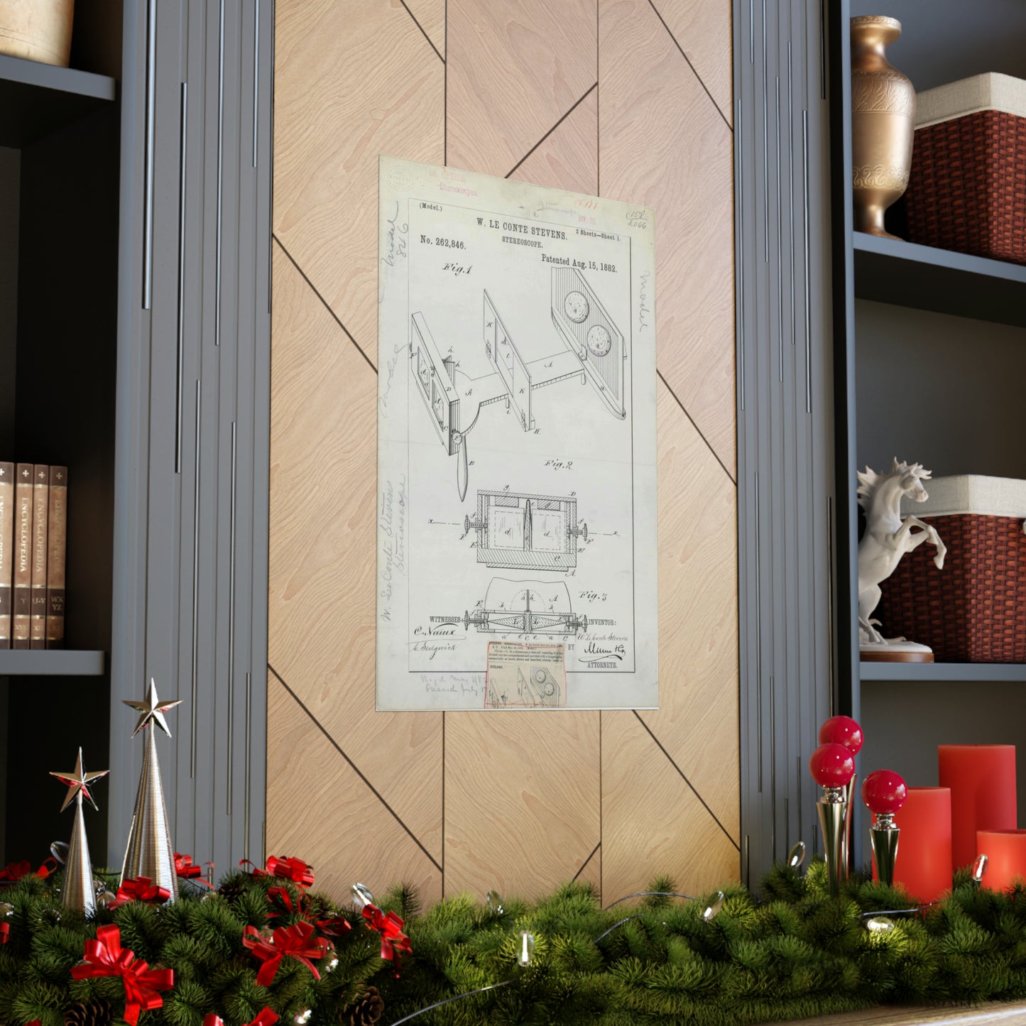 Patent drawing - for W. Le Conte Stevens' Stereoscope Public domain image High Quality Matte Wall Art Poster for Home, Office, Classroom