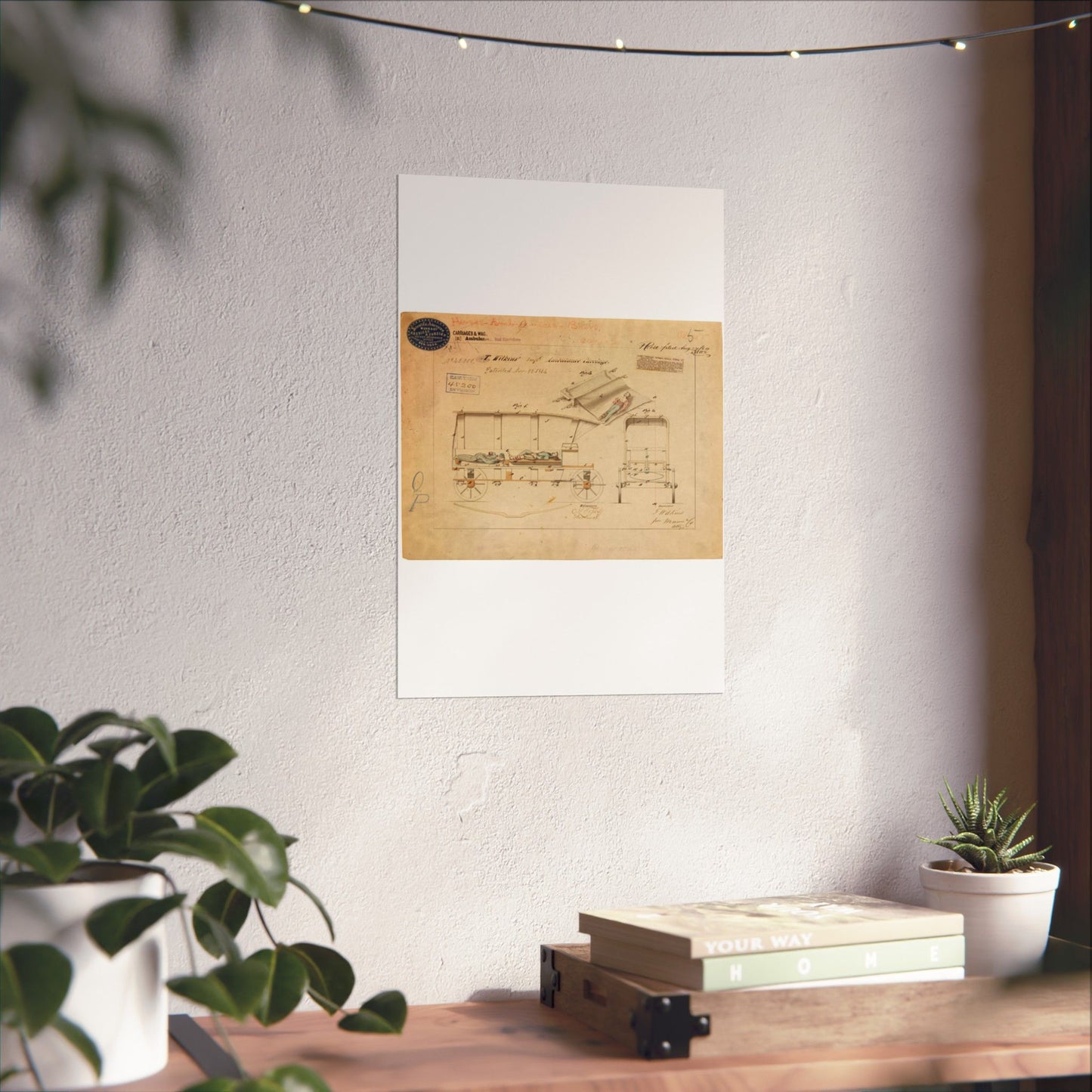 Patent drawing - Drawing of Improved Ambulance Carriage Public domain image High Quality Matte Wall Art Poster for Home, Office, Classroom