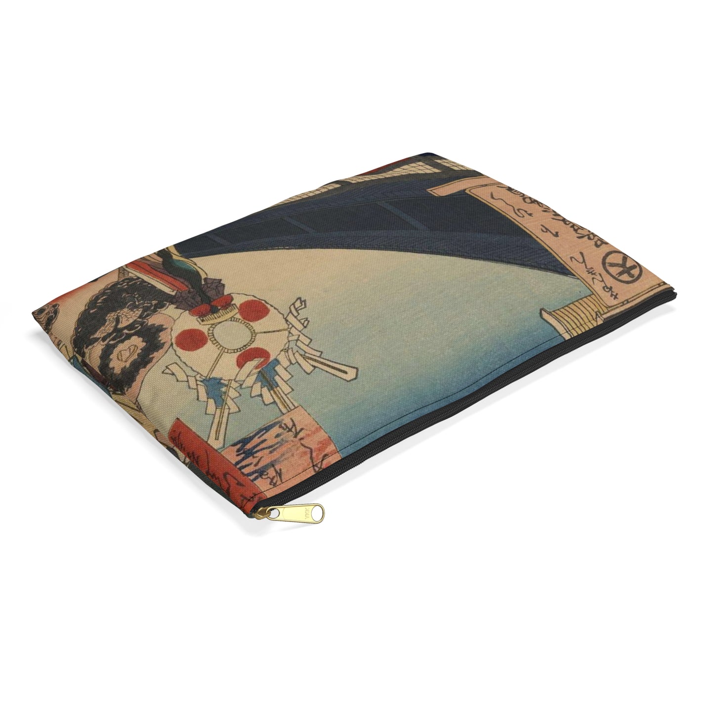 Gajō icchō, Ando Hiroshige - Public domain portrait drawing Large Organizer Pouch with Black Zipper